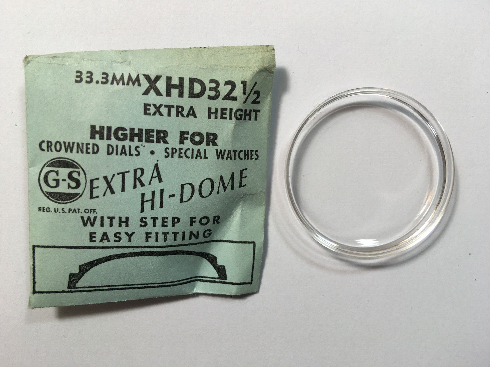 XHD 32 1/2 EXTRA HIGH DOME ROUND PLASTIC WATCH CRYSTAL 33.3mm