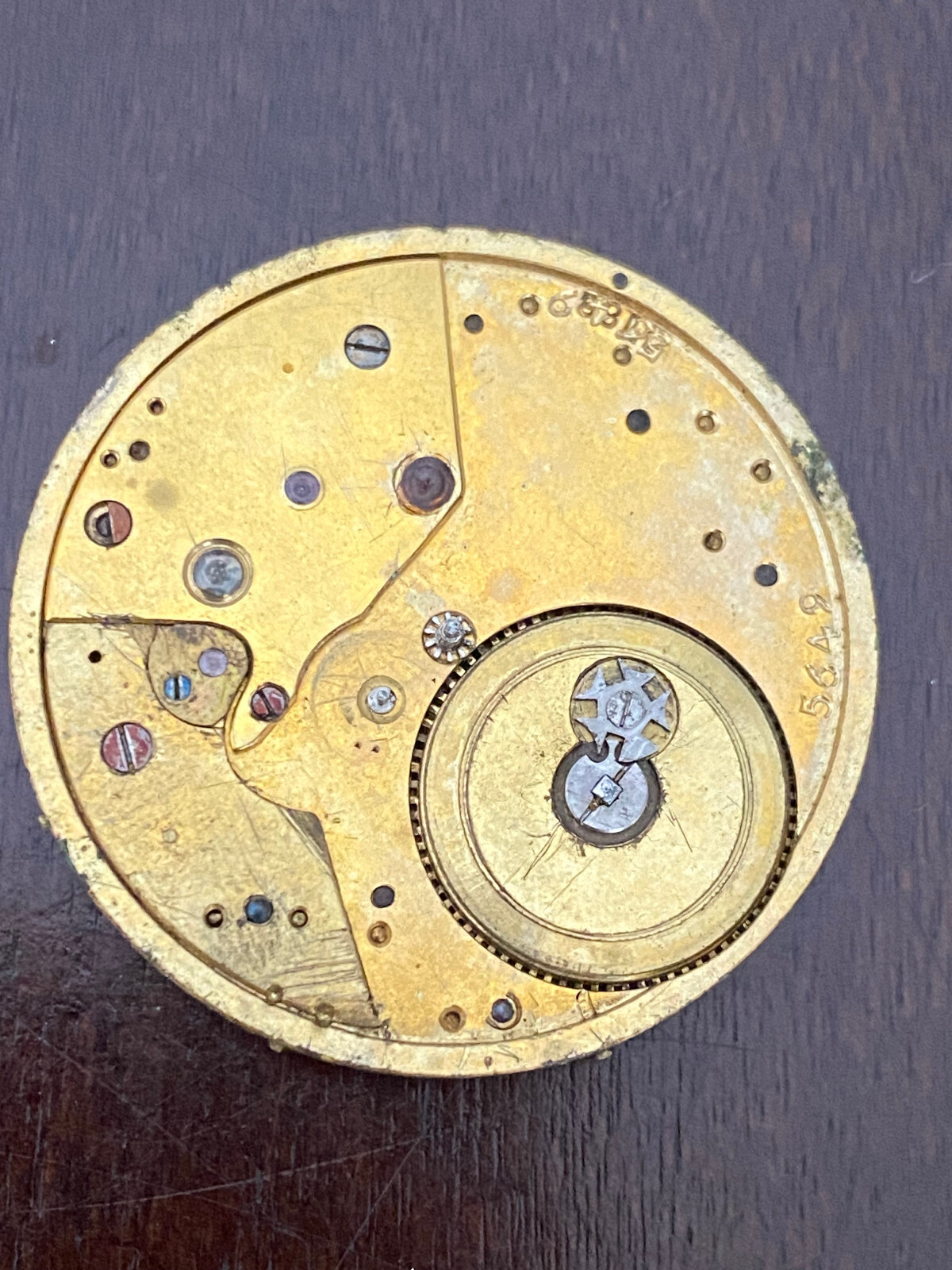 VINTAGE 36.25MM SWISS POCKET WATCH MOVEMENT FOR PARTS ONLY