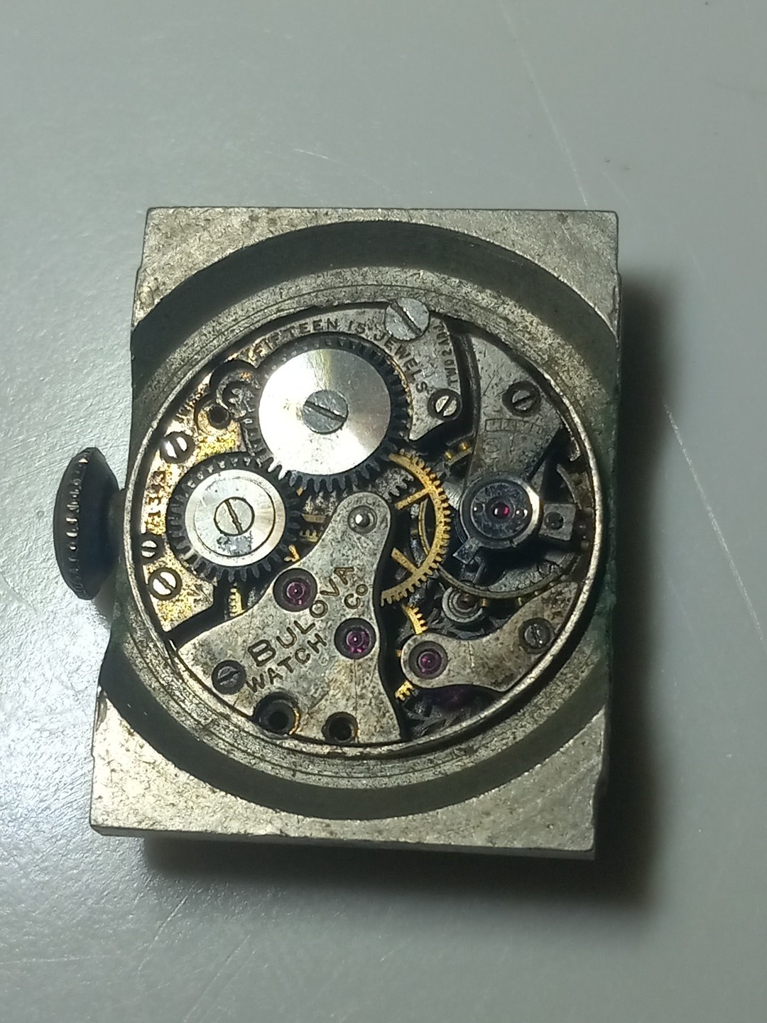 As Is Parts / 1930s Bulova 15 jewel 2 Adjustment wrist watch movement SN# 1343