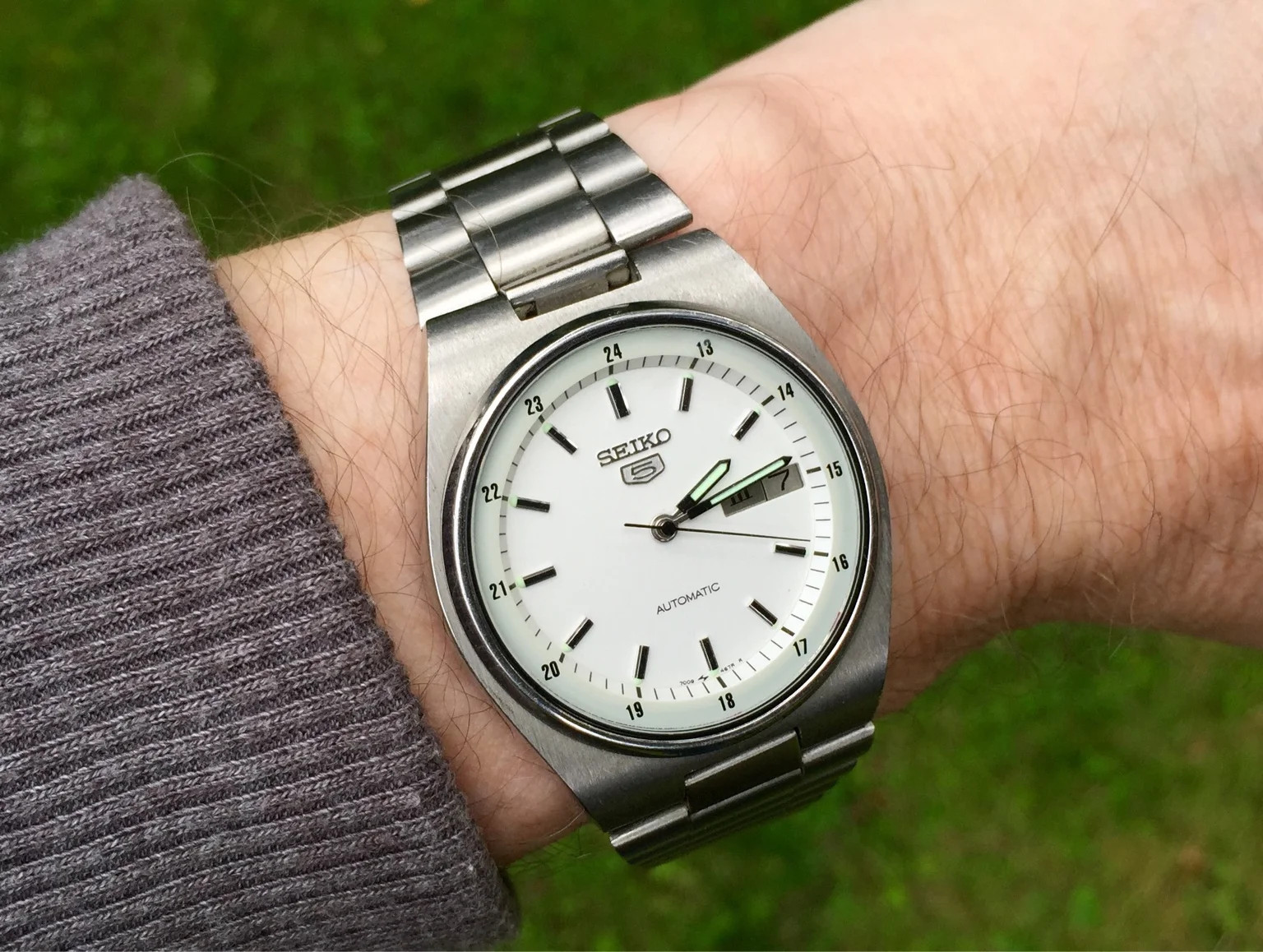NEW MINERAL WATCH CRYSTAL 30.5mm SEIKO 7009-3160 WHITE MILITARY AUTOMATIC WATCH