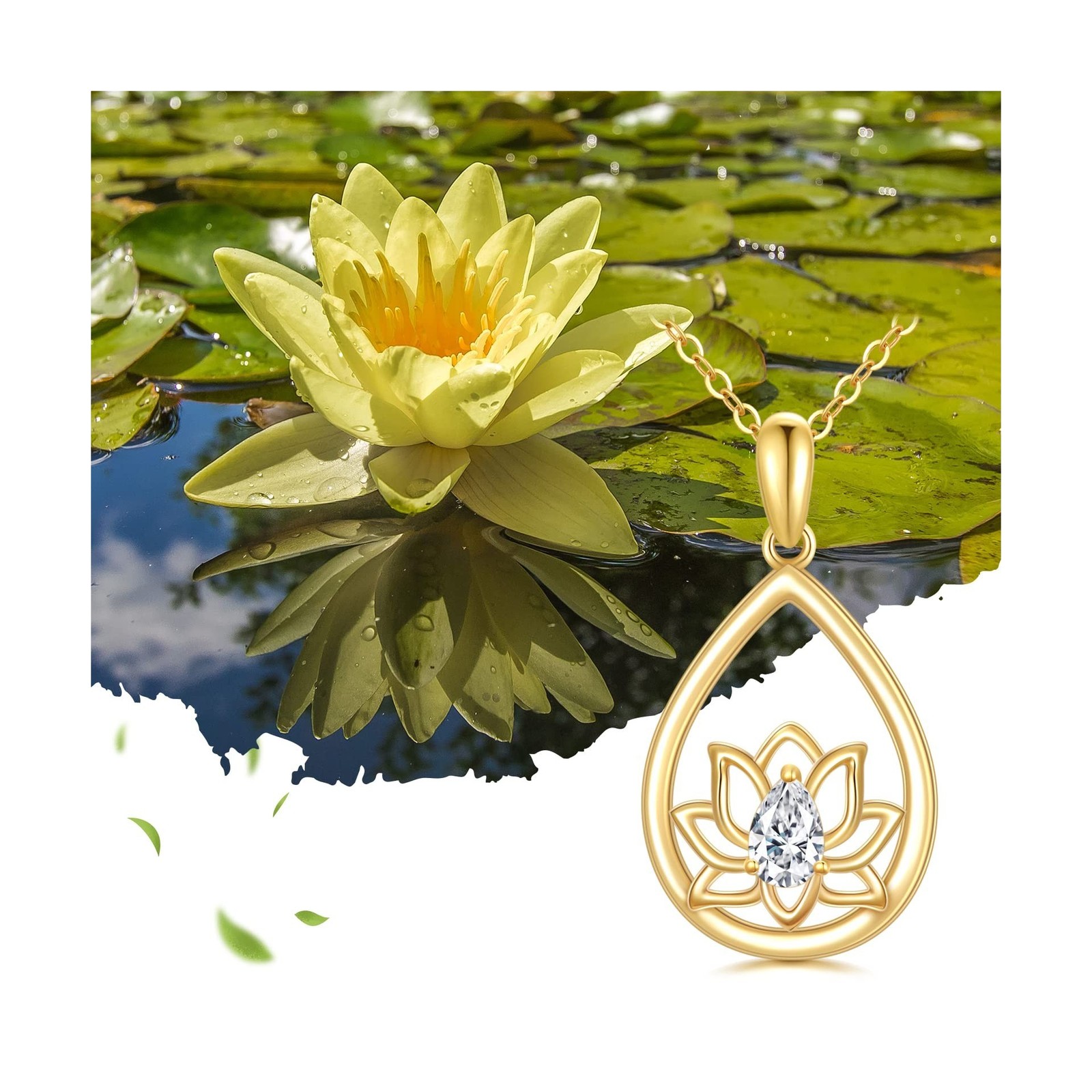 SISGEM 14k Gold Lotus Flower Necklaces for Women, 14 Karat Gold Jewelry Prese…