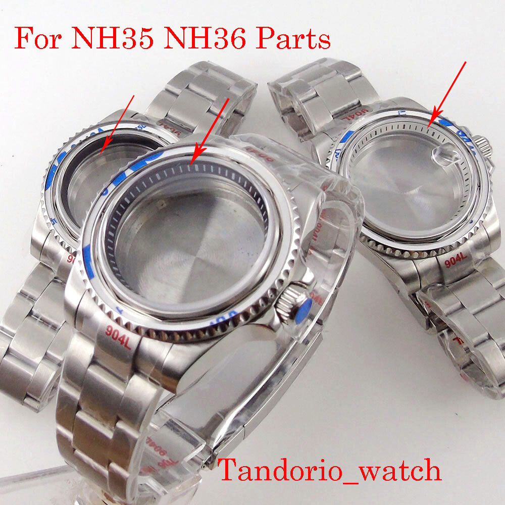 40mm Watch Case Sapphire Glass 120 Clicks Fit NH35A NH36A Movement Ceramic Bezel