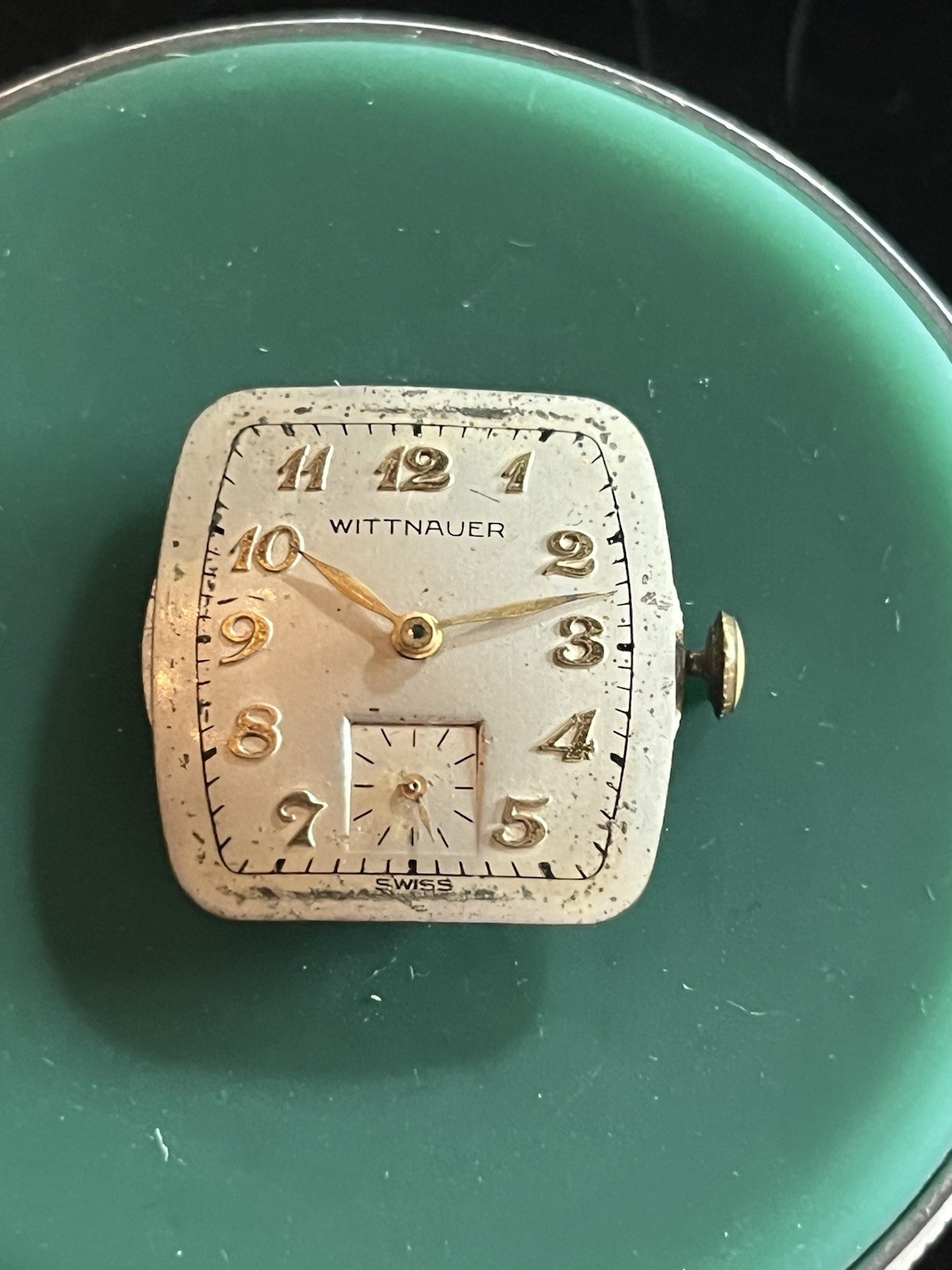 Wittnauer Cal. 10S Watch Movement With Dial Hands And Crown 17j