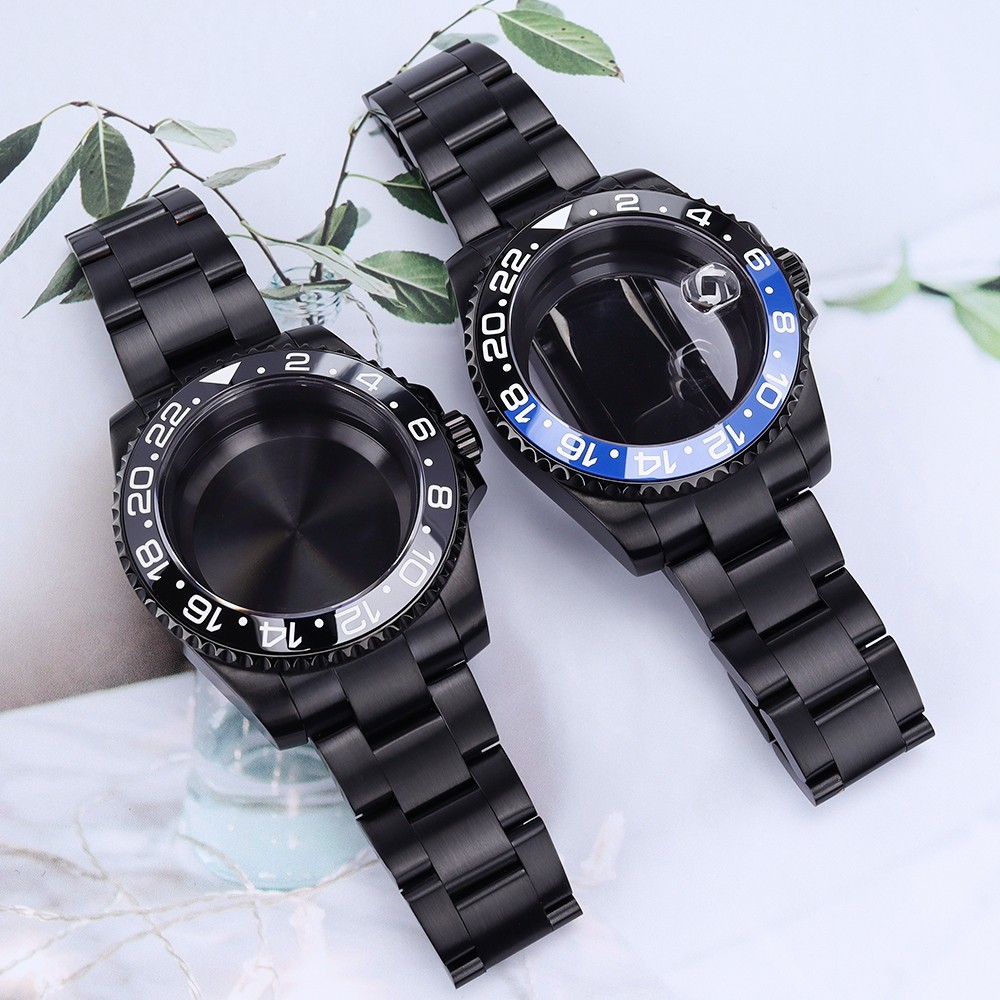 PVD Oyster 40mm SUB Watch Case Bracelet Luminous Bezel For Seiko NH35 36 ETA2824