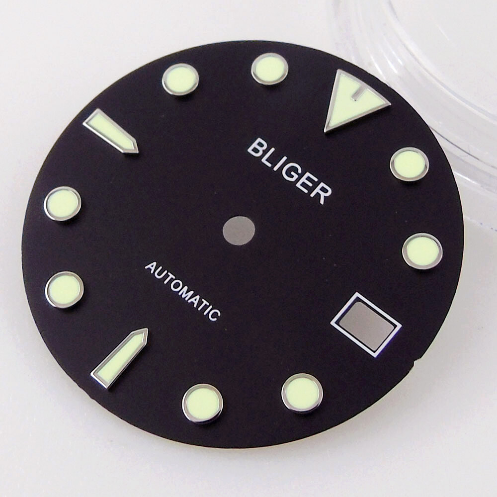 For NH35/NH35A 29mm Sterile Watch Dial Date Window Black/Blue/Green 3/4 o’clock