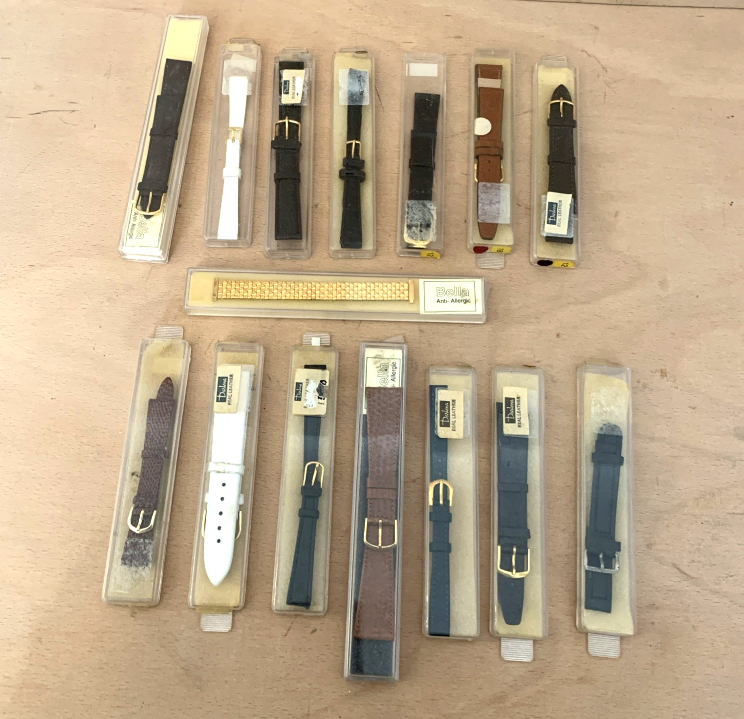 Darlena X 15 Vintage Watch Straps New Old Stock Leather & 3 Hard Plated Gold