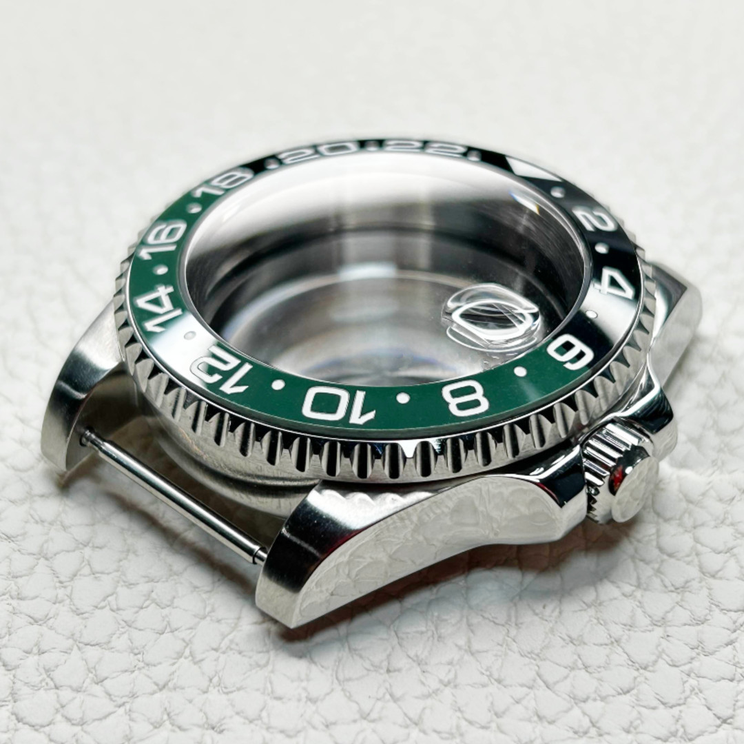 40mm Black Green Watch Case Sapphire Glass Sub GMT Fit NH34 NH35 NH36 316L Parts