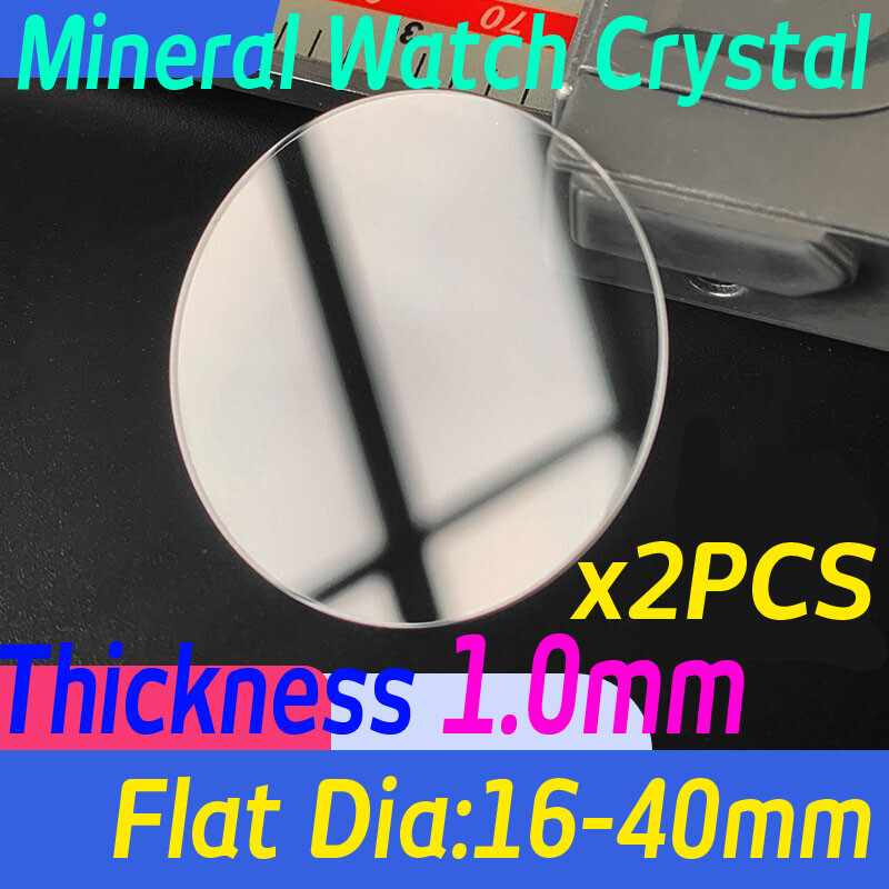 2PCS 1mm Watch Glass 16mm-40mm Flat Round Watch Crystal Replacement Repair Parts