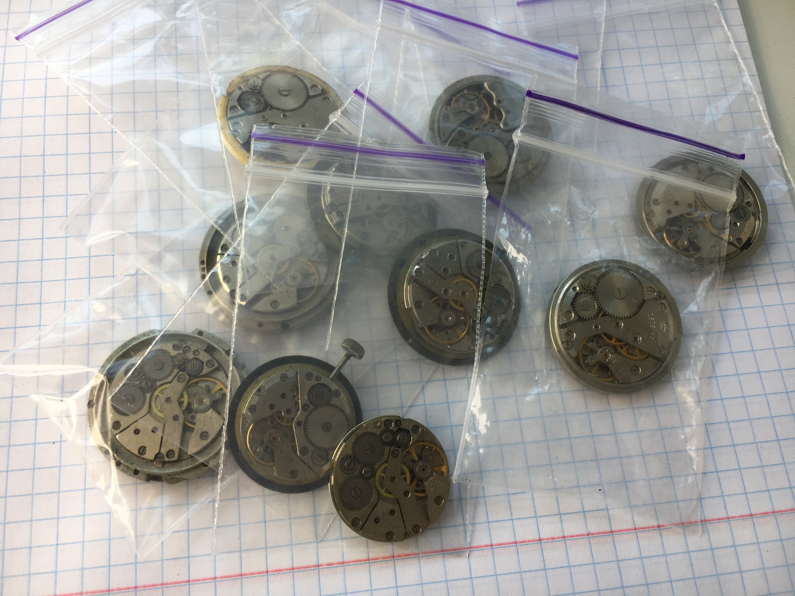 Lot of 10 Vintage men’s wristwatch movements Vostok, Slava, etc. USSR for parts