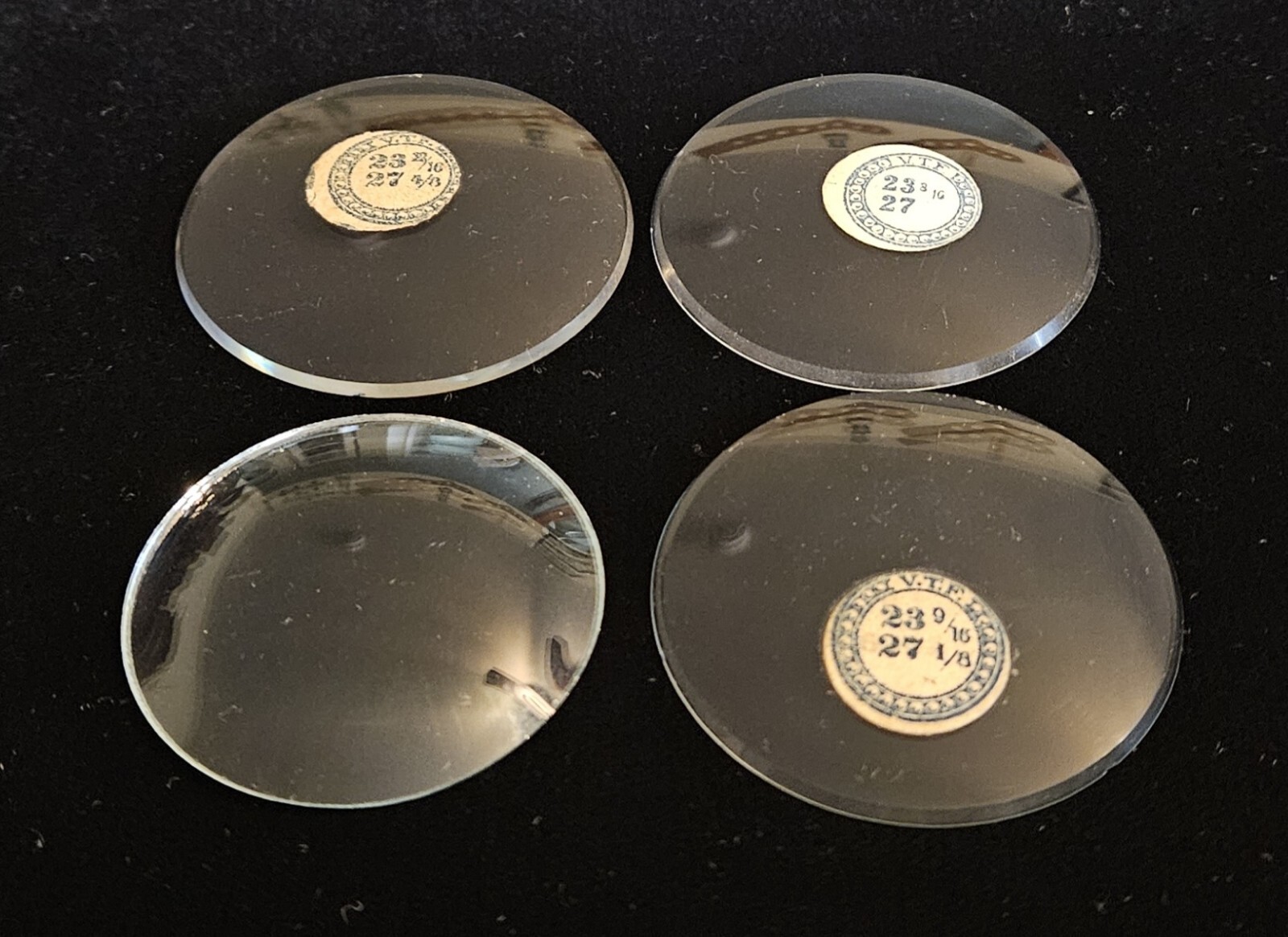 4 vintage pocket watch round replacement crystals 1 Unbranded 3 NOS Labled VTF