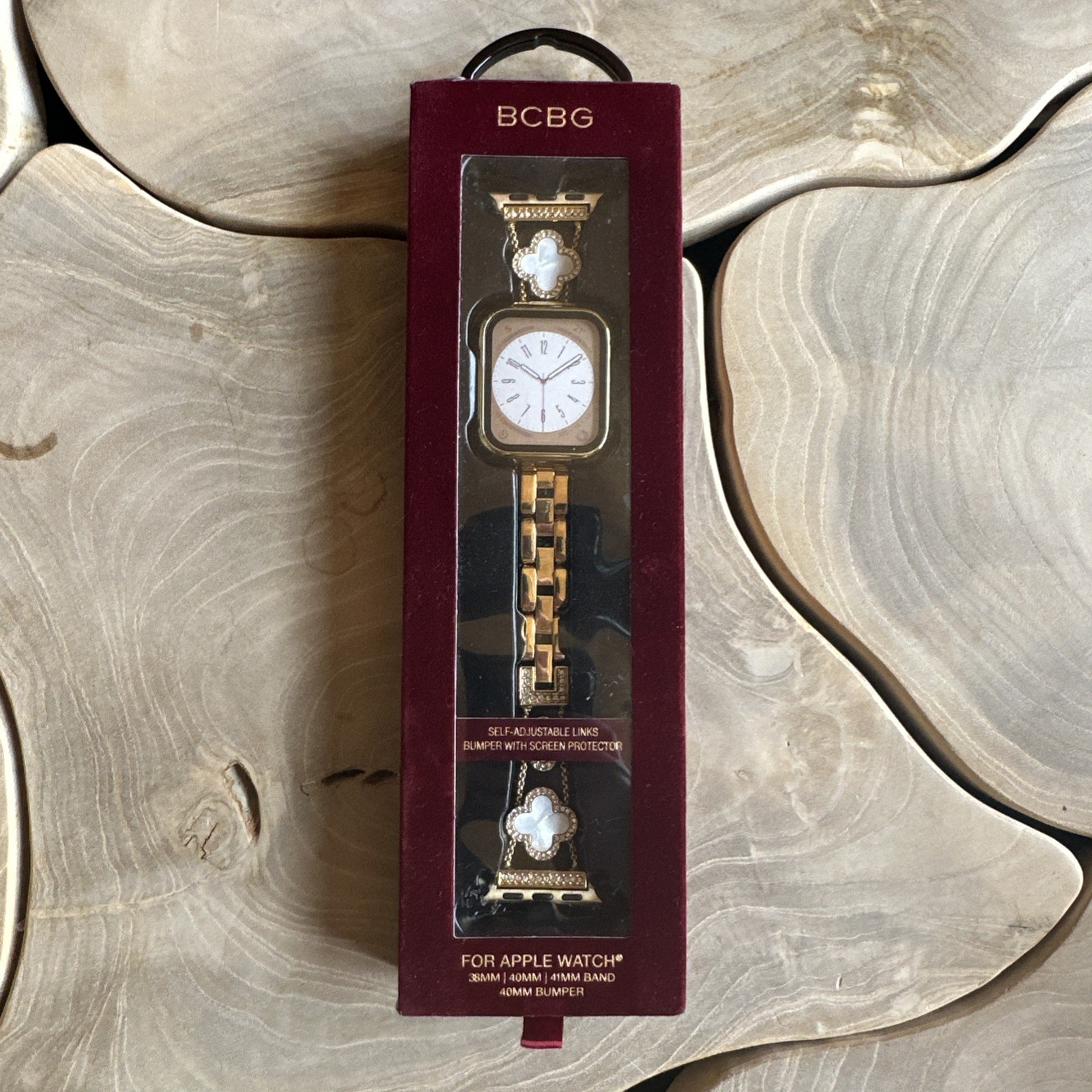 BCBG Apple Watch Band & Bumper White Mother Of Pearl Clover 38MM/40MM /41MM