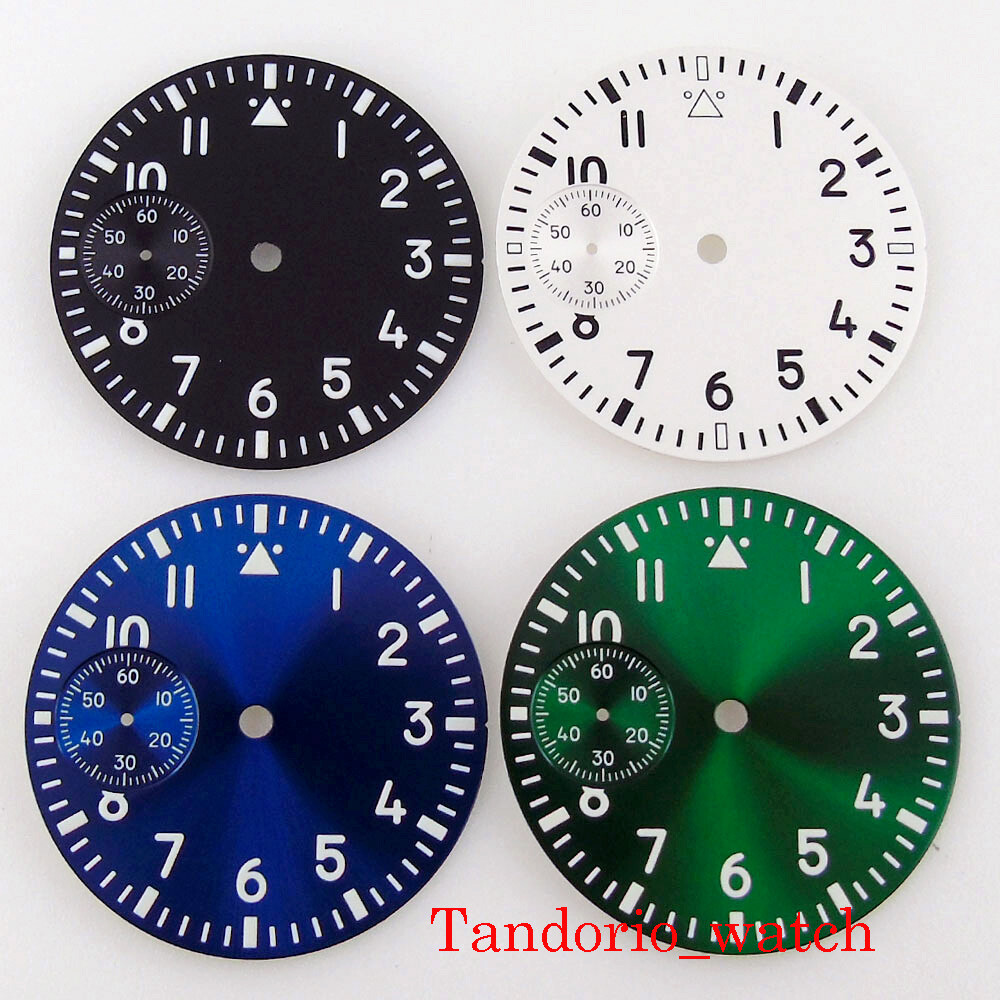 37mm Black White Green Blue Watch Dial Face For ETA 6497 ST 3600 Manual movement
