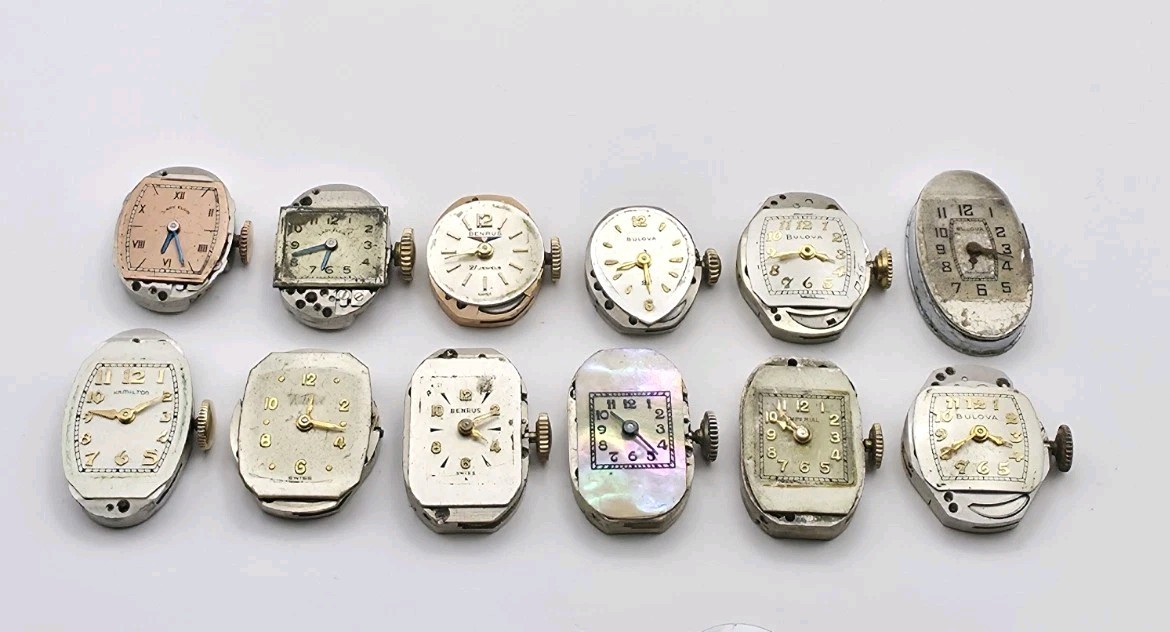 Vtg Lot Of 12 Bulova Benrus Mechanical Wrist Watch Movements For Parts Or Repair