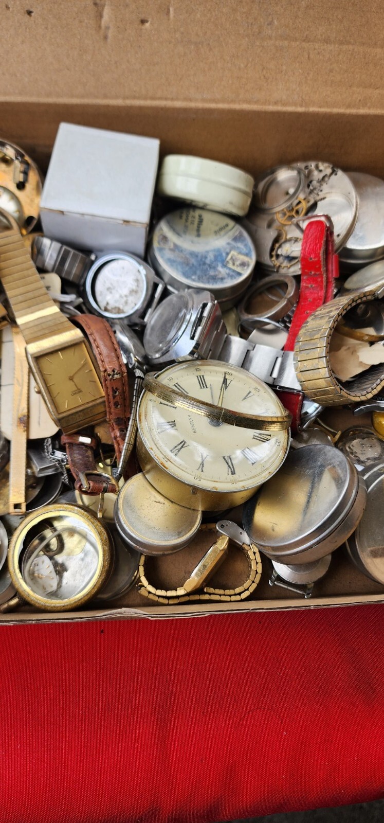 Vintage Pocket & wristband Watches Movements,faces,Crown for parts box #5 W1