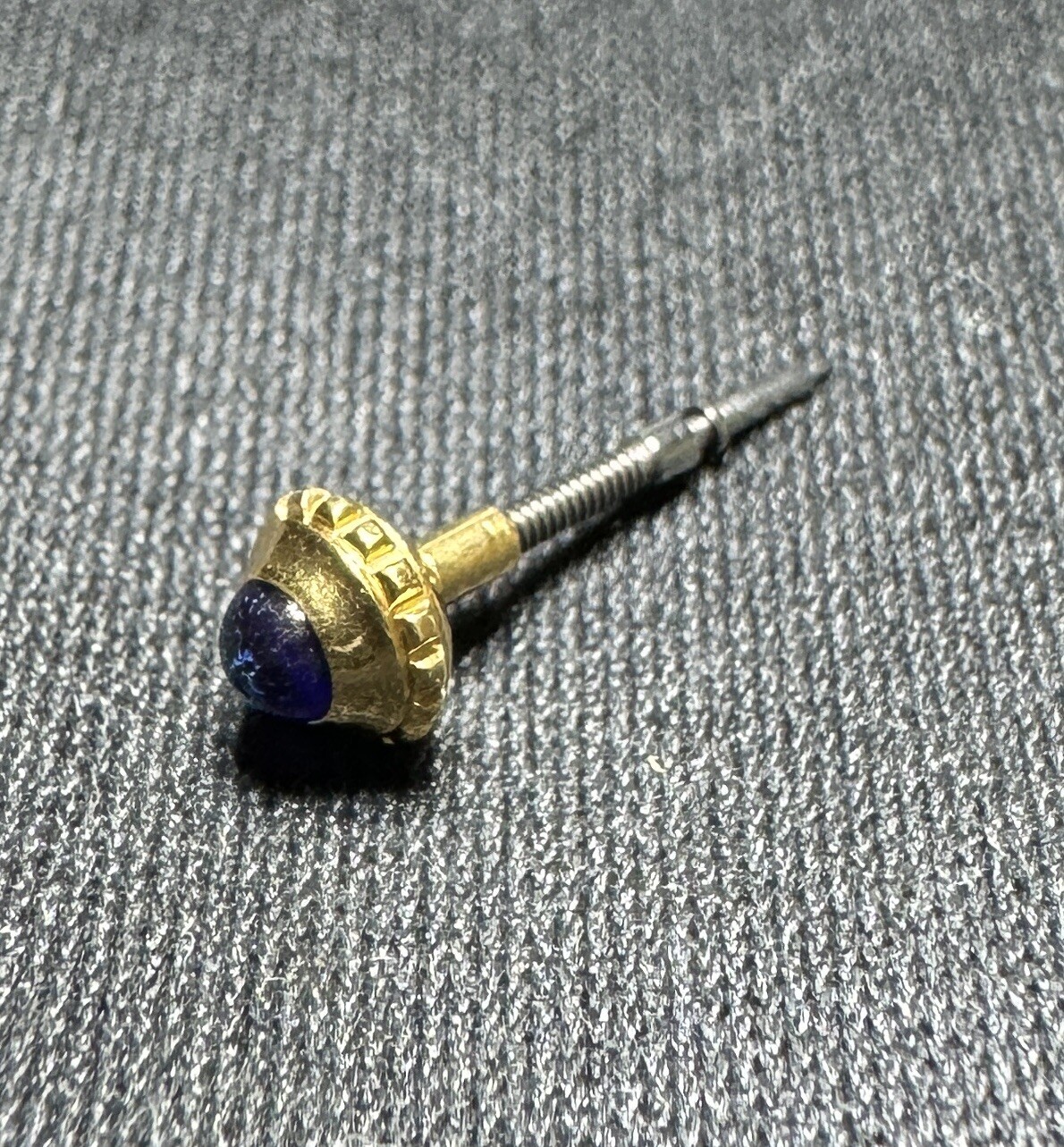 Genuine Cartier Crown Gold Plate With Blue Sapphire Stone 4.4 mm Tube 1.6 mm C25
