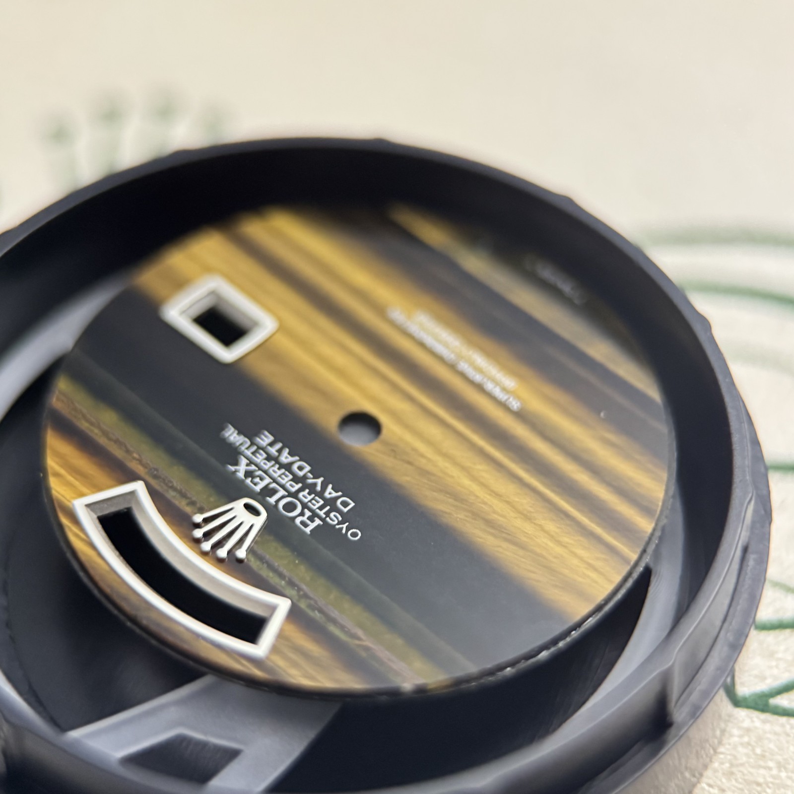 Custom Silver WG Tiger Eye Dial For Rolex 18039 18239 118239 Quickset President