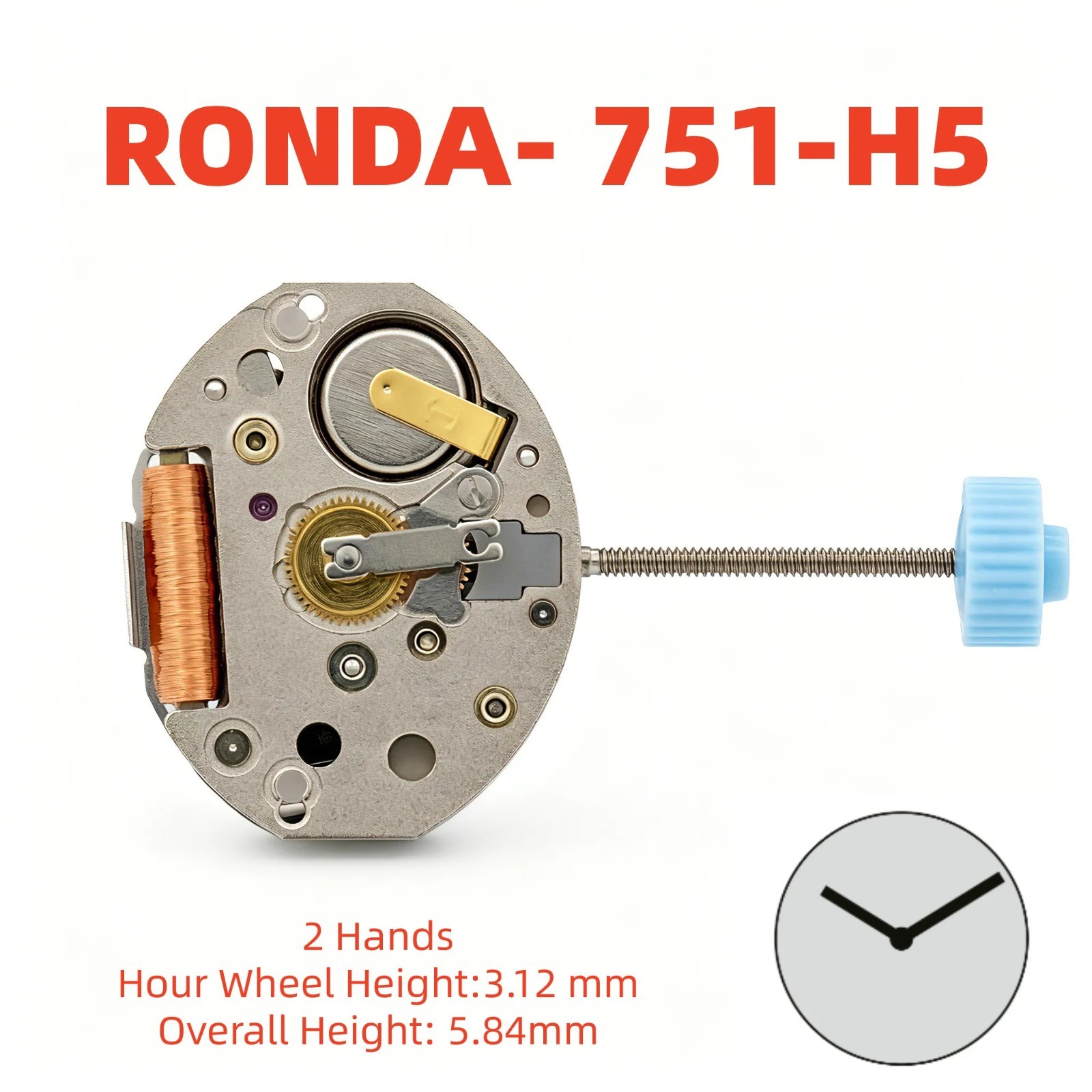 Genuine Ronda Quartz Watch Movement 751 753 756 – Choose Model & Hand Height
