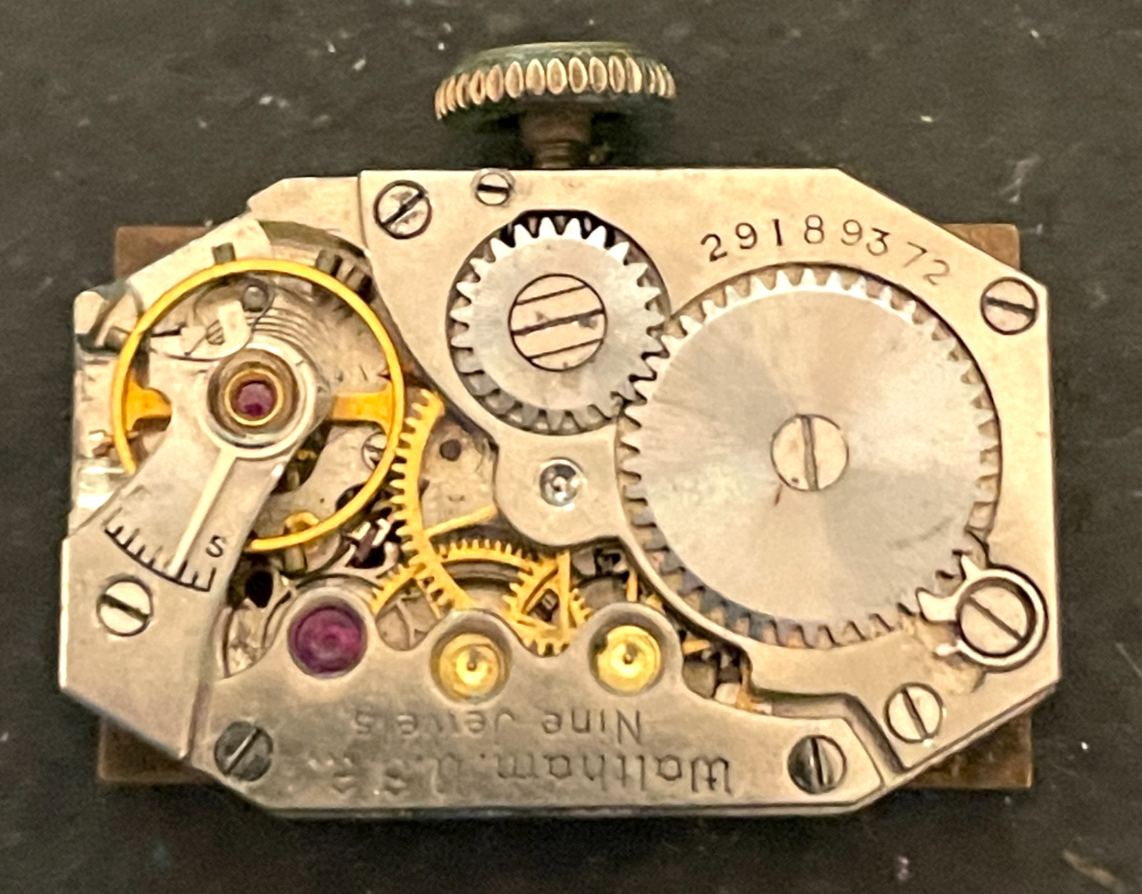 Antique 1937 Waltham Cal L-7.25 729 Watch Movement Parts/Repair 9j USA
