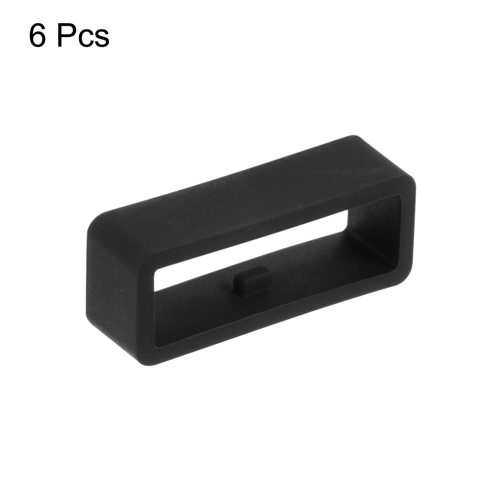 6pcs Watch Strap Loop Fastener Rings 22mm Rubber Watch Holder Keeper Black