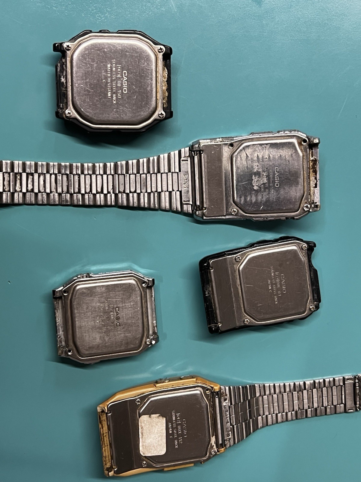 Lot of 5 Vintage CASIO Data Bank Watches – DBX-112 / DB-150 .. – for parts
