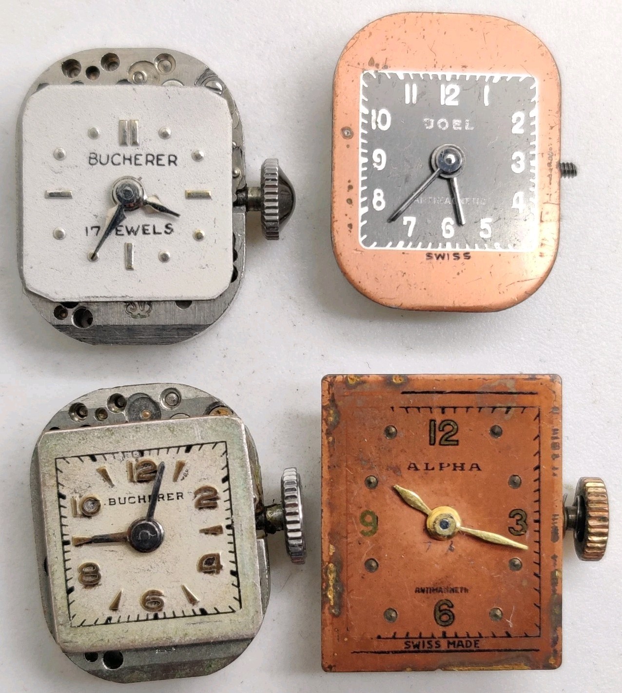 Lot Of 4 Alpha Bucherer Milus AS Cal. 976 movements For Repair