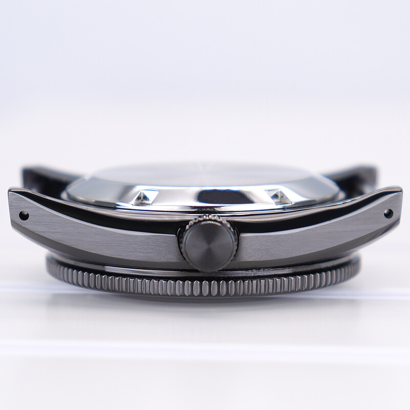 40.5mm Black Steel Watch Case Sapphire Glass Steel For Seiko Nh35 Nh36 Movement