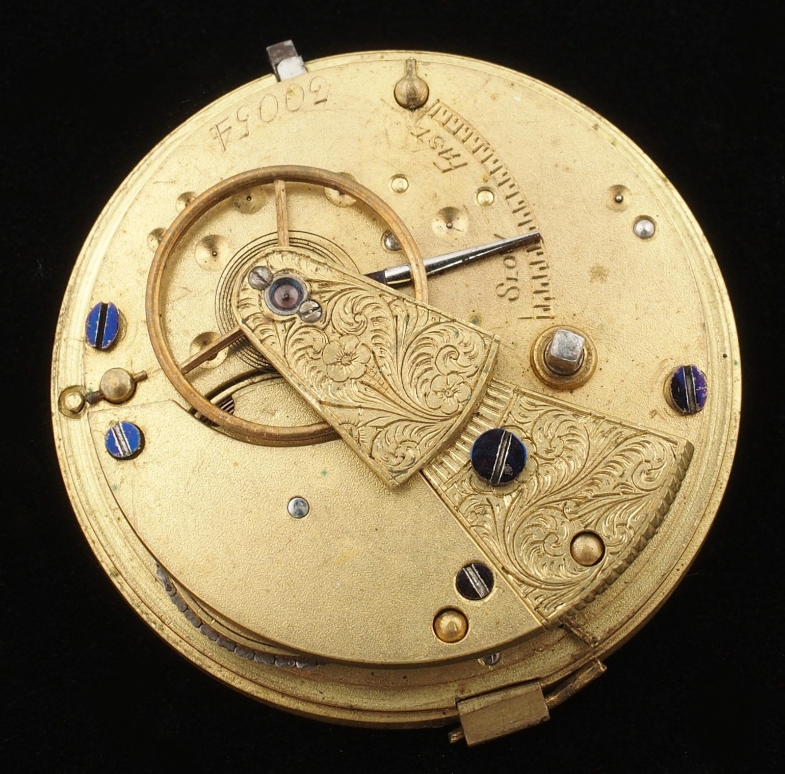 Antique 37.5mm Fusee Pocket Watch Movement for Parts Repair #F189