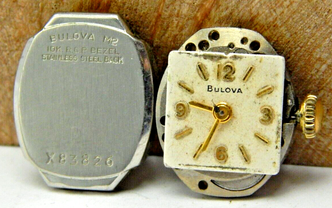 Vintage 1962 Bulova 5AD 21 jewel ladies wrist watch movement with dial & crown