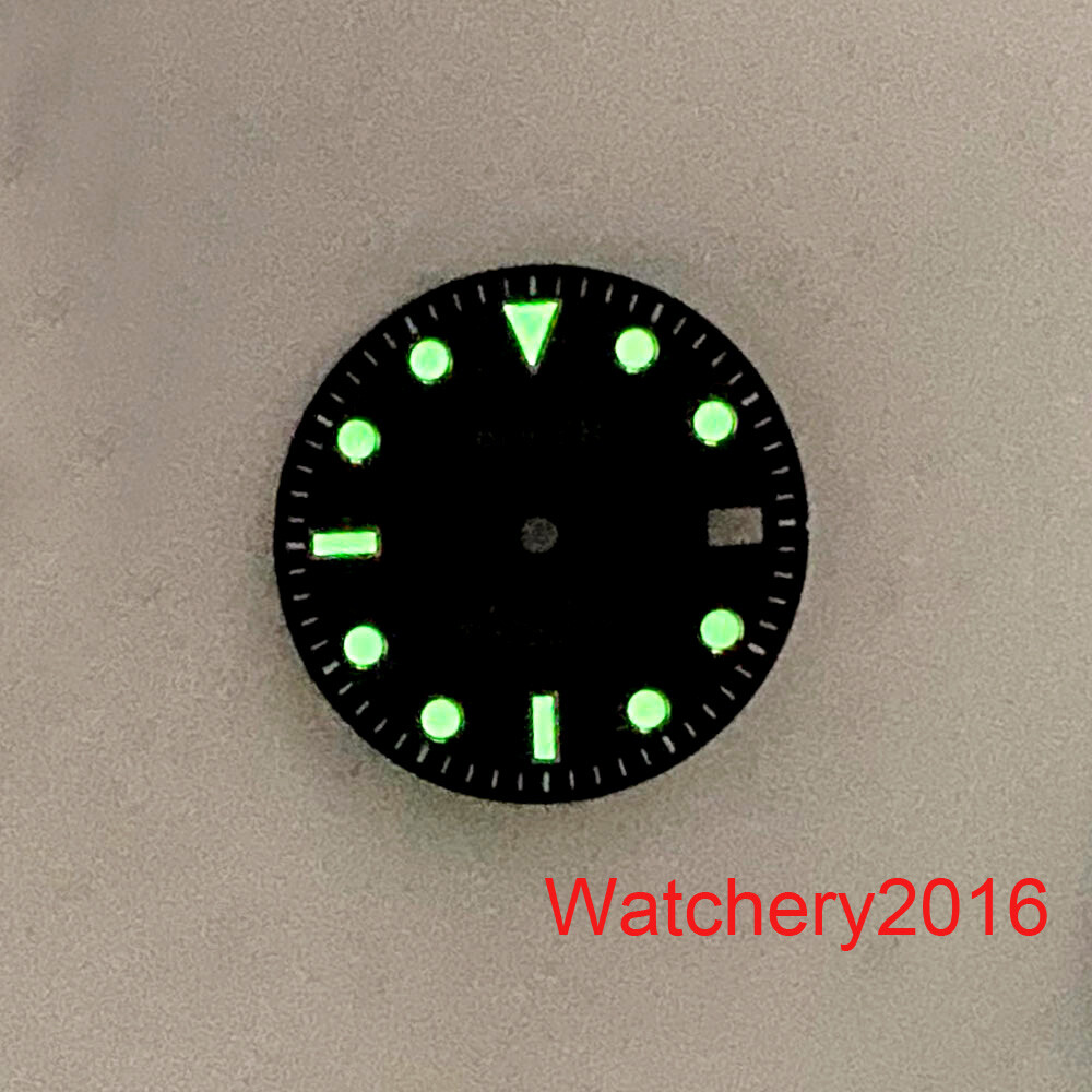 29mm Luminous Watch Dial Face Green Blue Black Rose Gold Edge Fit NH35A NH36A
