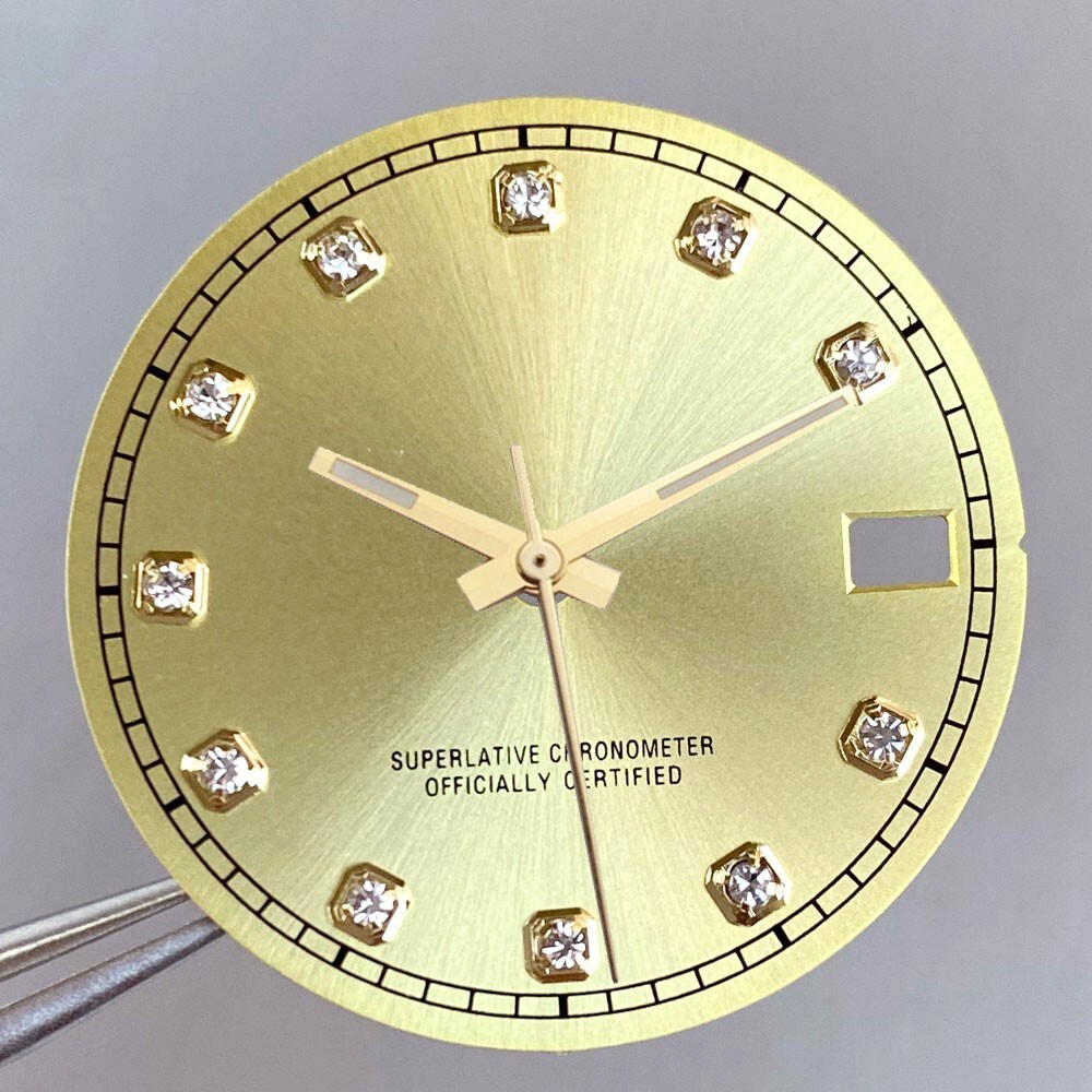 28.5mm Mod Sterile Watch Dial Fit NH35 Sunburst Blue Green Silver Diamond Index