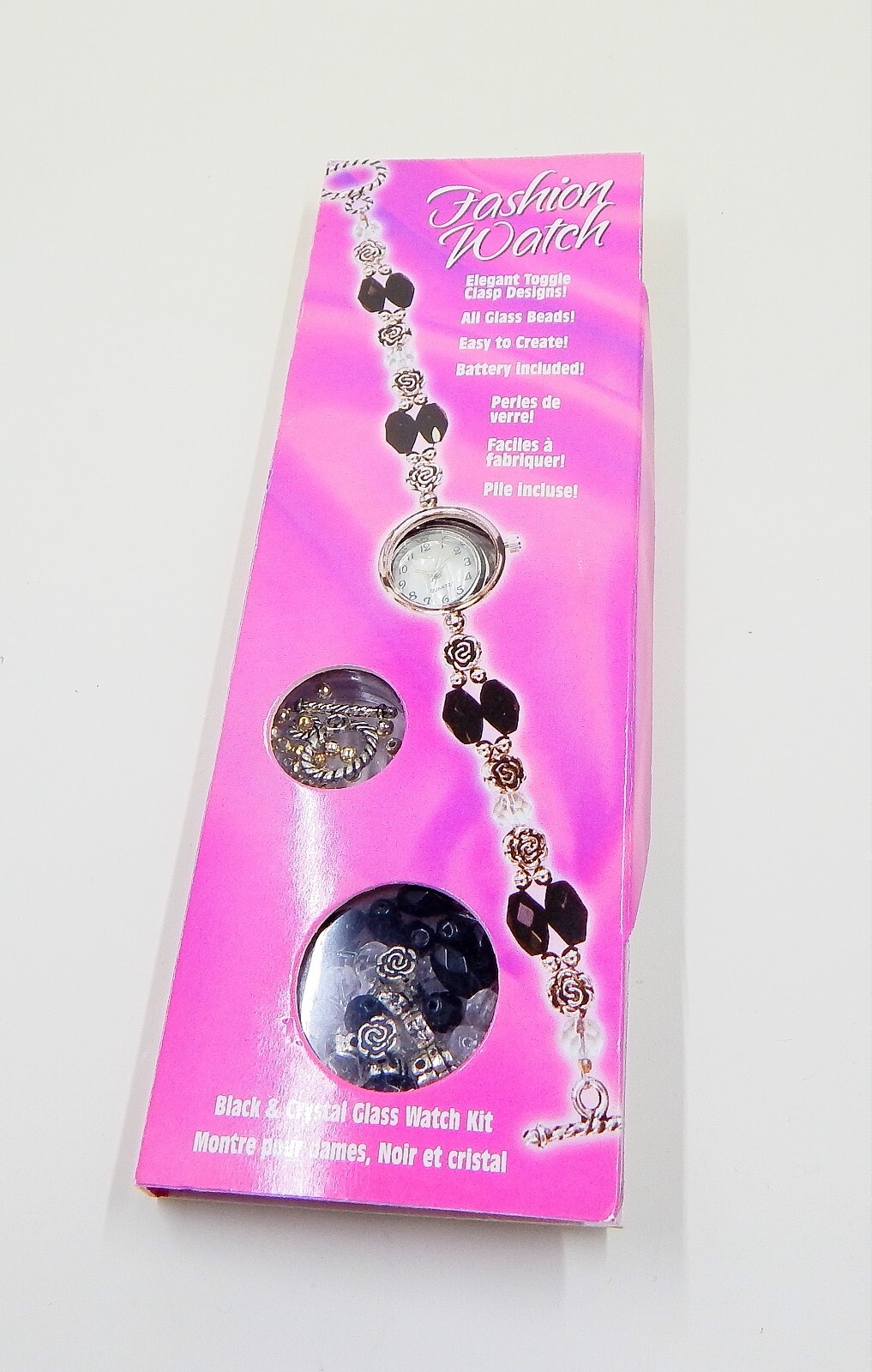 Fashion Watch Black & Crystal Glass Jewelry Crafting Kit DIY New Cousin Corp