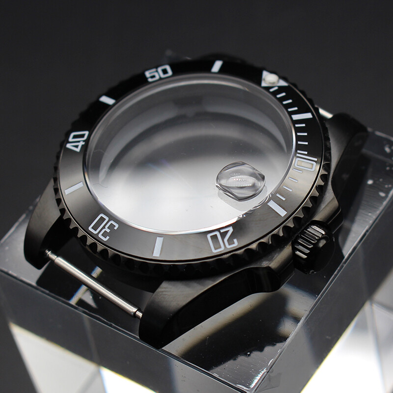 40mm black Watch Cases PVD electroplating For Seiko Nh35 Nh36 Eta 2824 Movement