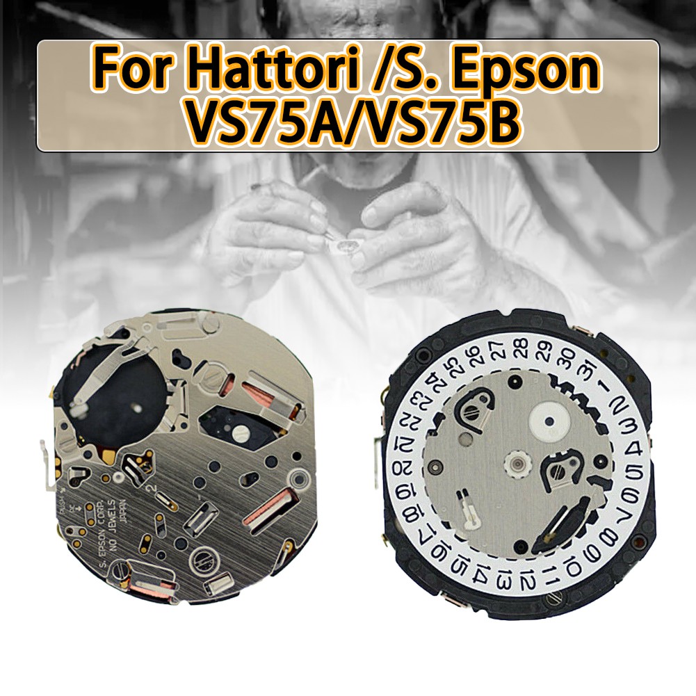 Solar Quartz Movement for Hattori /S. Epson VS75A/VS75B Date At 4:30 3 Hands