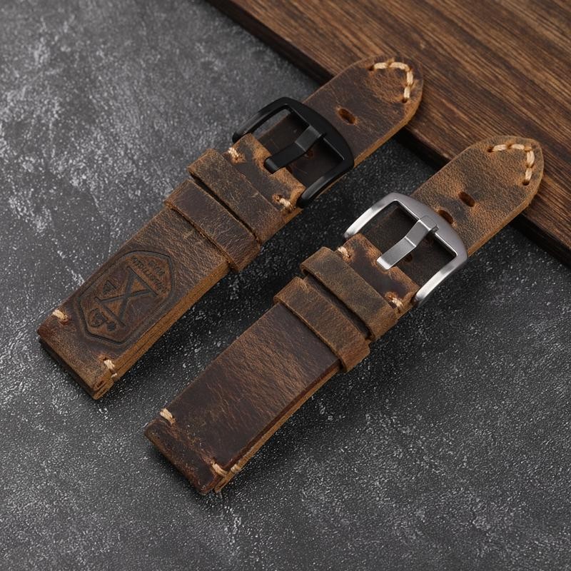 Thick Cowhide Strap for Apple Watch 8-6-5-ultra Handmade Band Leather