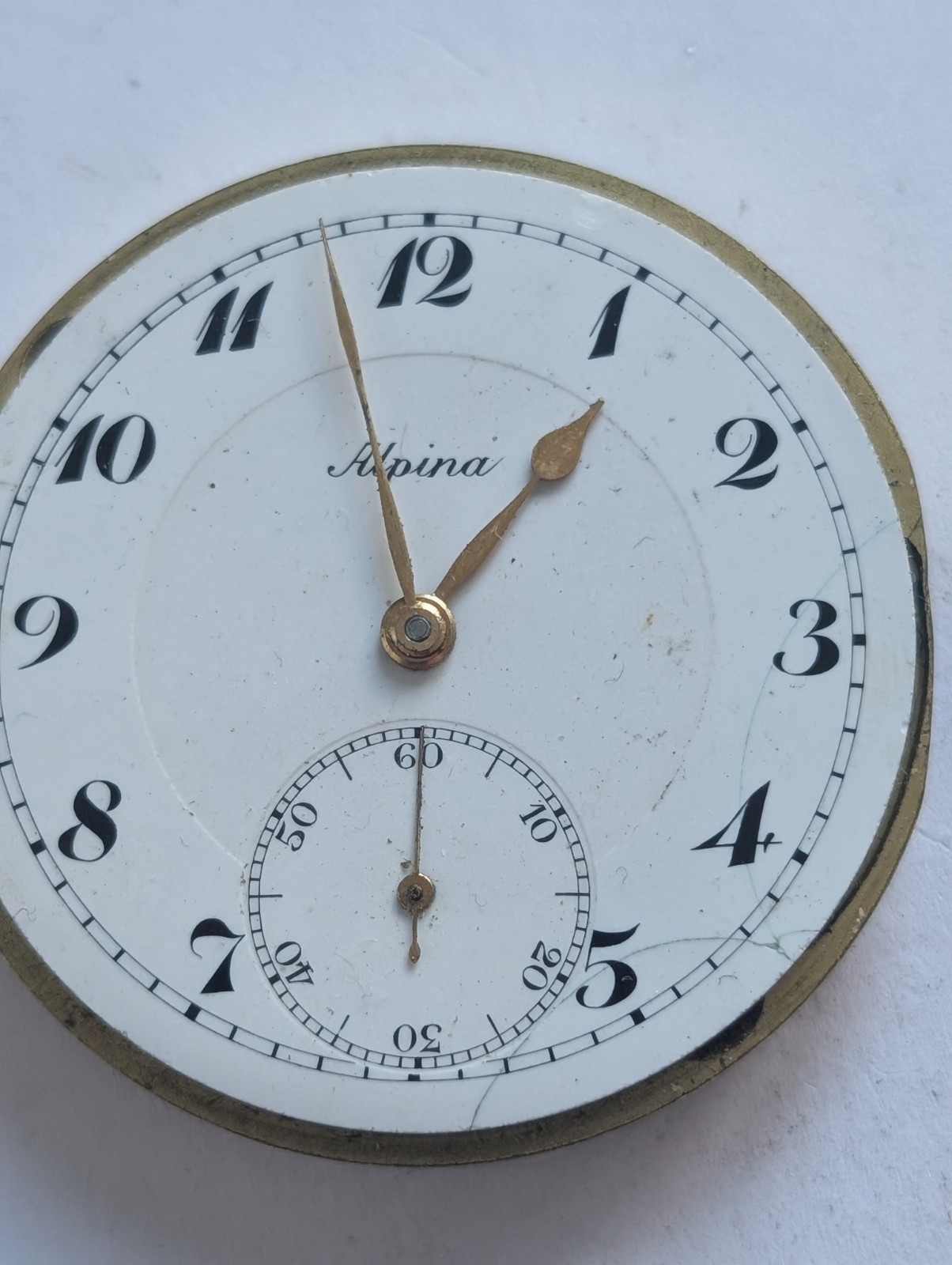 Vintage Alpina 1110 Pocket Watch Movement (Runs But Untested)
