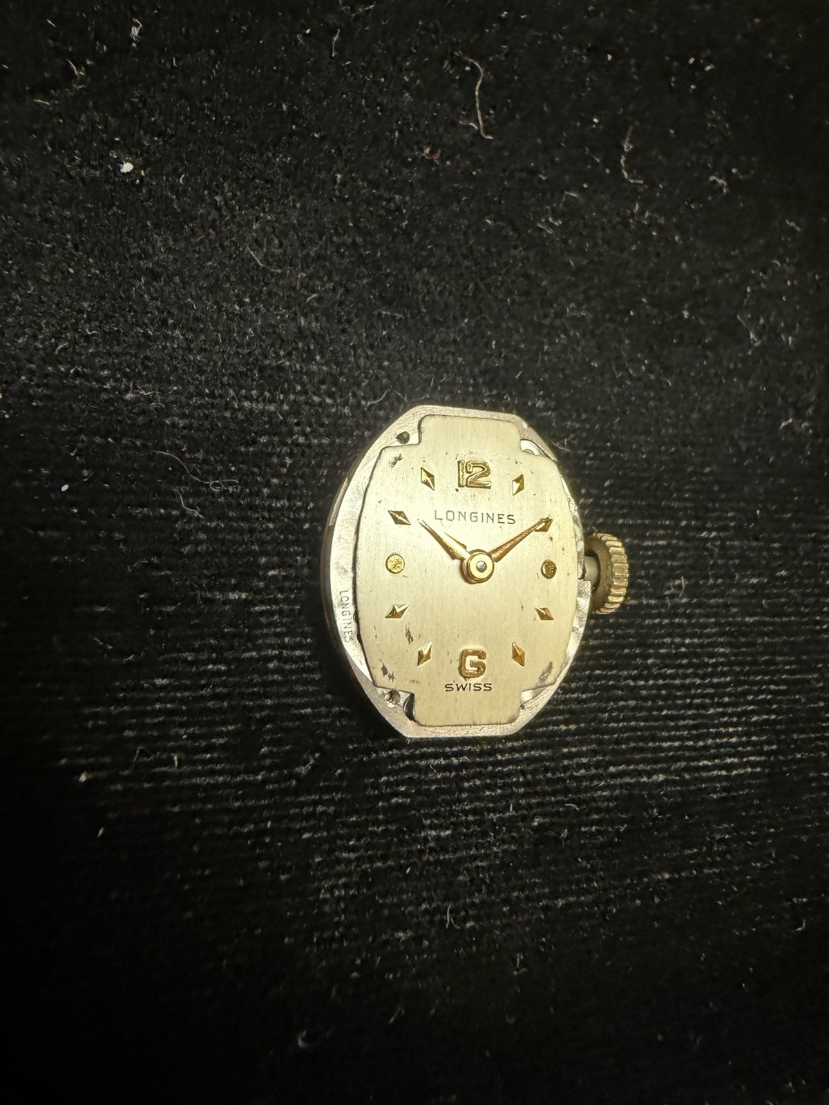 LONGINES 5LN 17J WATCH MOVEMENT & DIAL VINTAGE FOR PARTS OR REPAIR