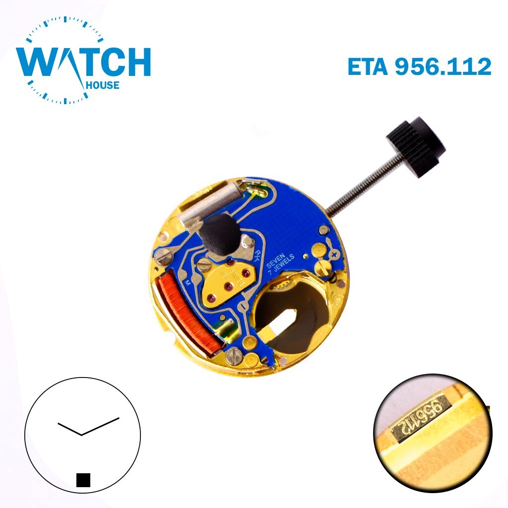 ETA 956.112 Swiss Quartz Movement, 2 Hands, White Date Disk at 6.