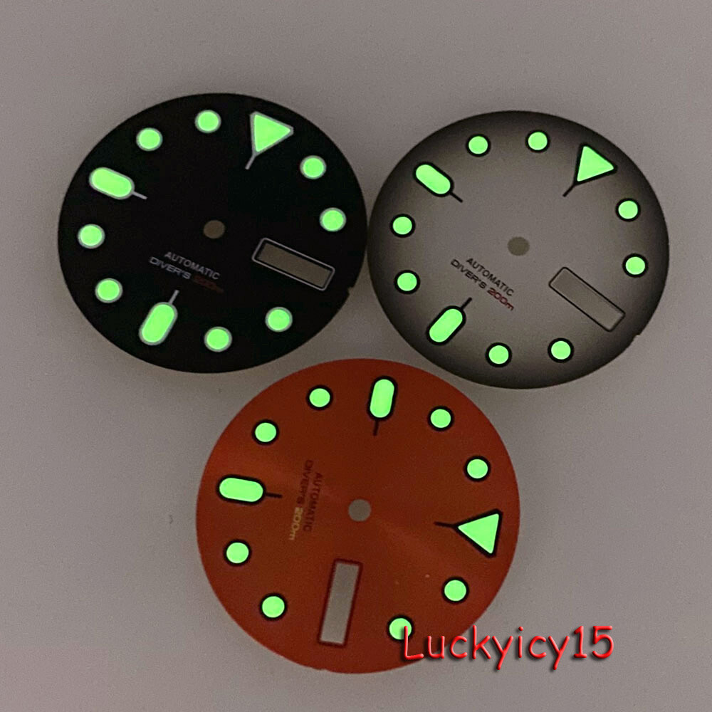 Tandorio 29mm Orange Black Watch Dial Fit NH36 NH36A Automatic Watch Parts Men