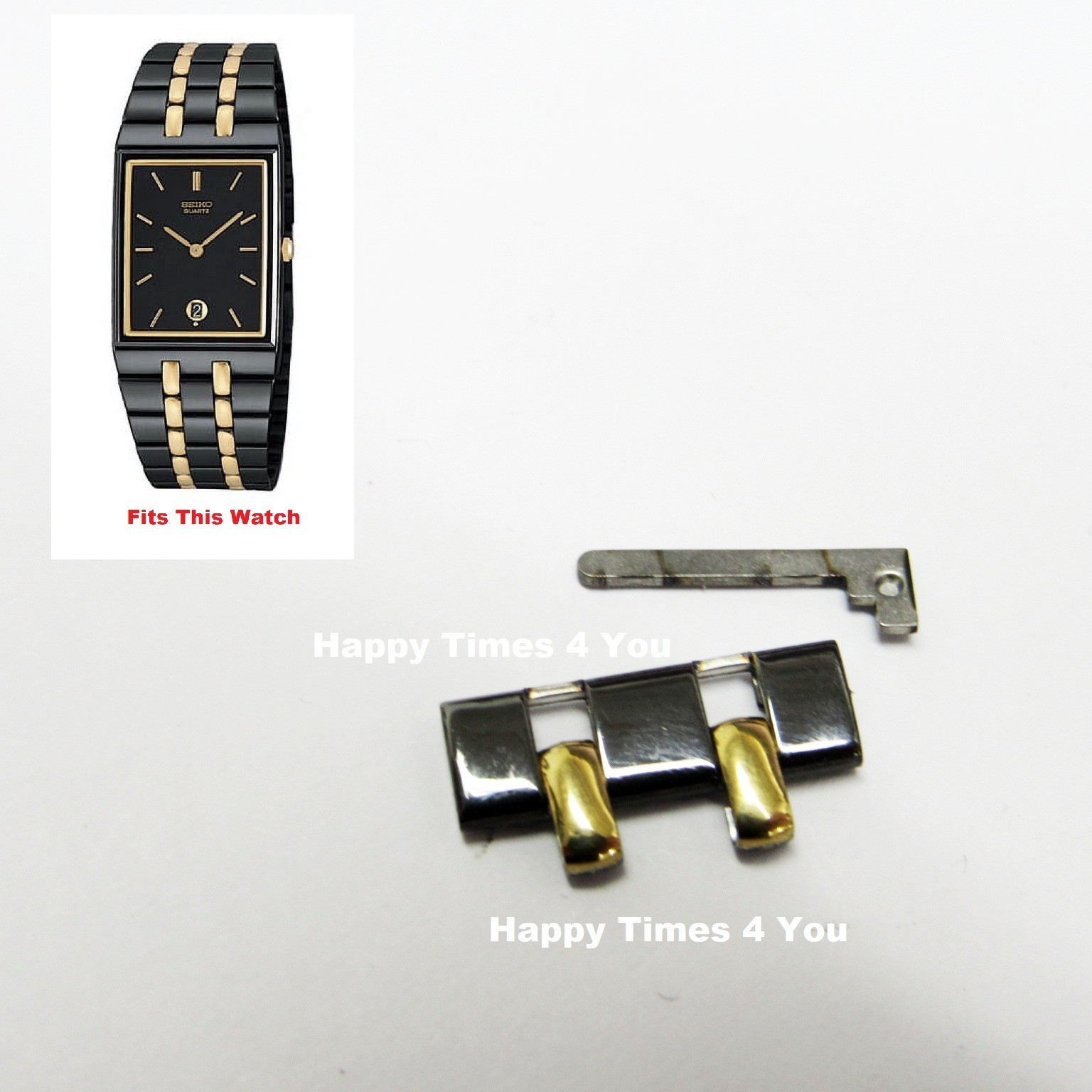 Black and Gold Seiko SKP017-PO Mens Watch Sizing Link