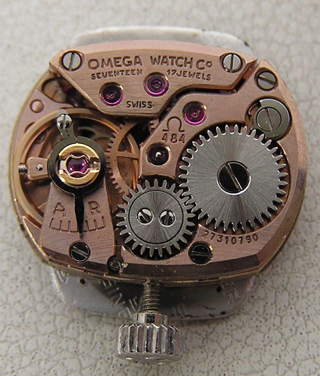 Running 1960’s Omega 17j Ca. 484 Movement-Dial-Hands-Crown From 18K Gold Watch