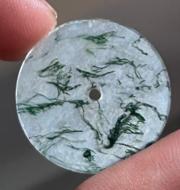 Moss Agate Watch Dial, 24.5mm Round Stone Disc for Jewelry Making GMC-313