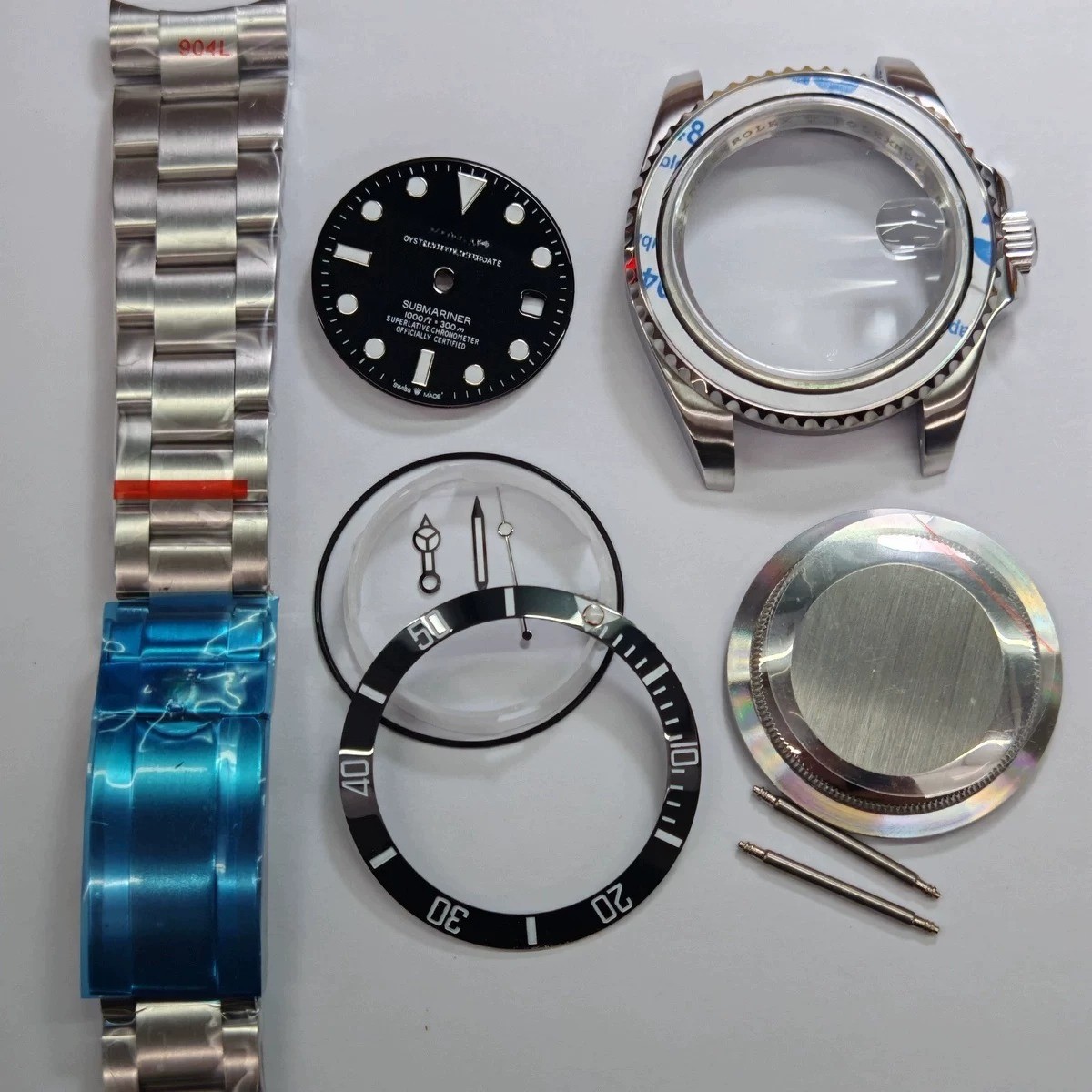DIY Watch Part Kit for Submariner 2836 8215 41mm Case+Dial+Hands+Steel Strap