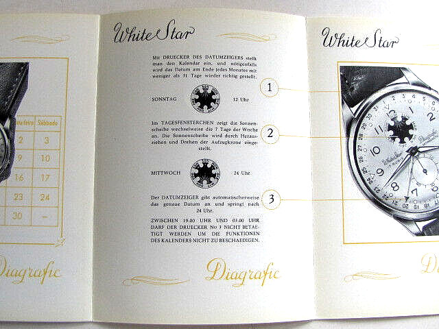 Diagrafic White Star, with VENUS movement handwinding. NOS, swiss made. RAR!!
