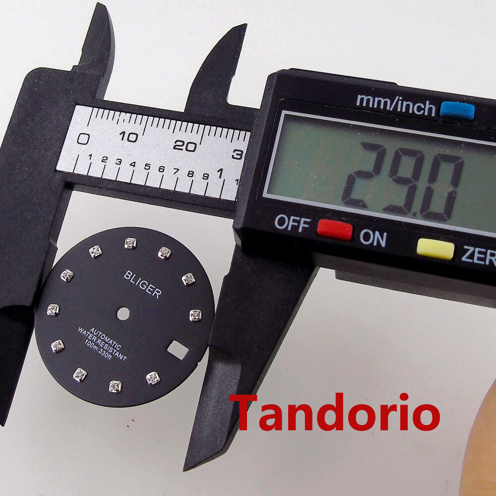 29mm black white blue green gold watch dial fit NH35 movement