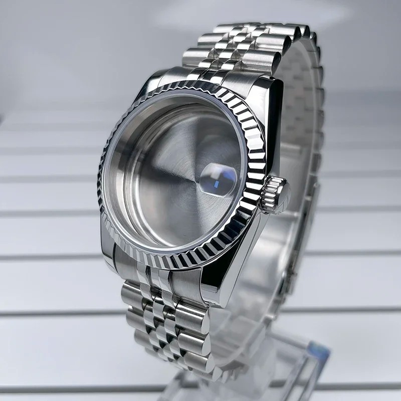 36mm 39mm NH35 Watch Case Fluted Bezel Sapphire Glass Fit NH35 NH36 Movement