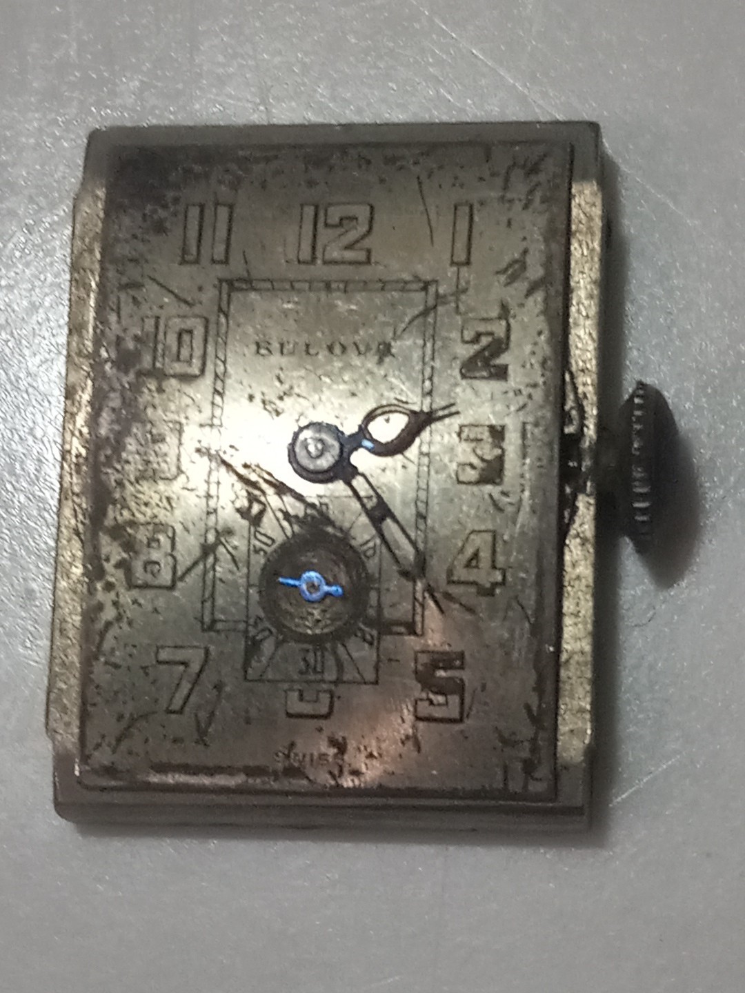 As Is Parts / 1930s Bulova 15 jewel 2 Adjustment wrist watch movement SN# 1343