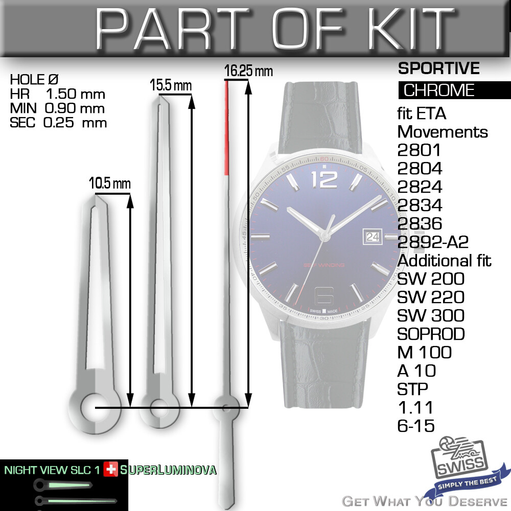 DO IT YOURSELF KIT 2: SPORTIVE CASE 40MM, DIAL, HANDS, fit ETA 2824, SW200