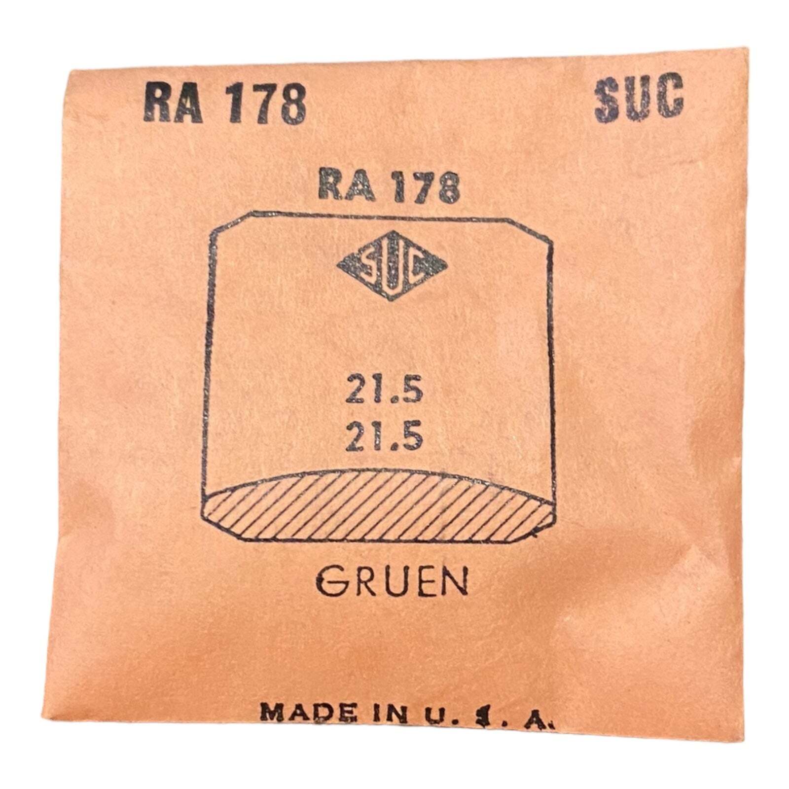 SUC RA178 RA 178 Watch Crystal 21.5×21.5 NOS Part Rocket Cylinder Gruen