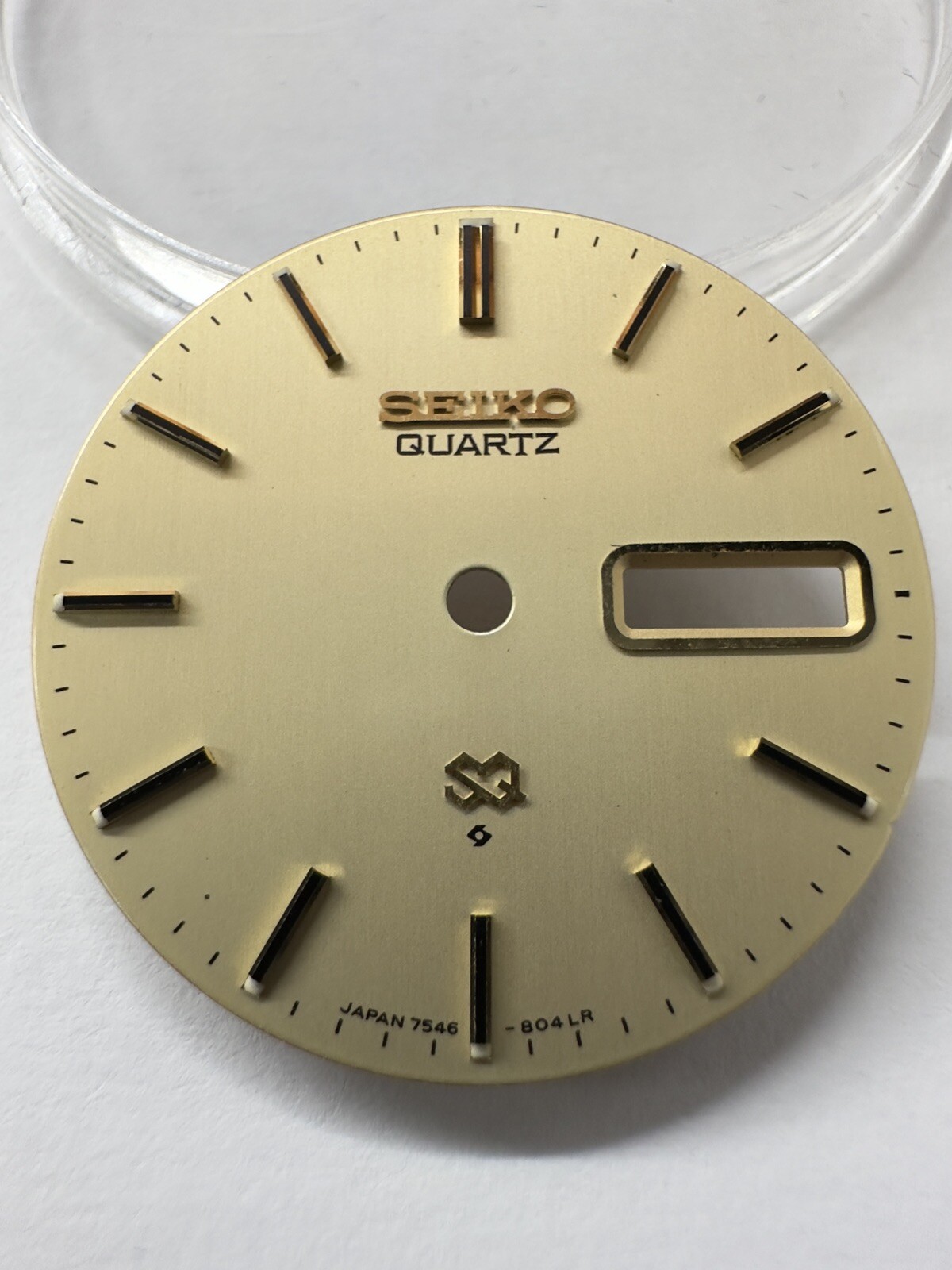 Genuine Vintage Seiko SQ Quartz Gold 28.5mm Day/Date Dial #7546-8039, 804LR