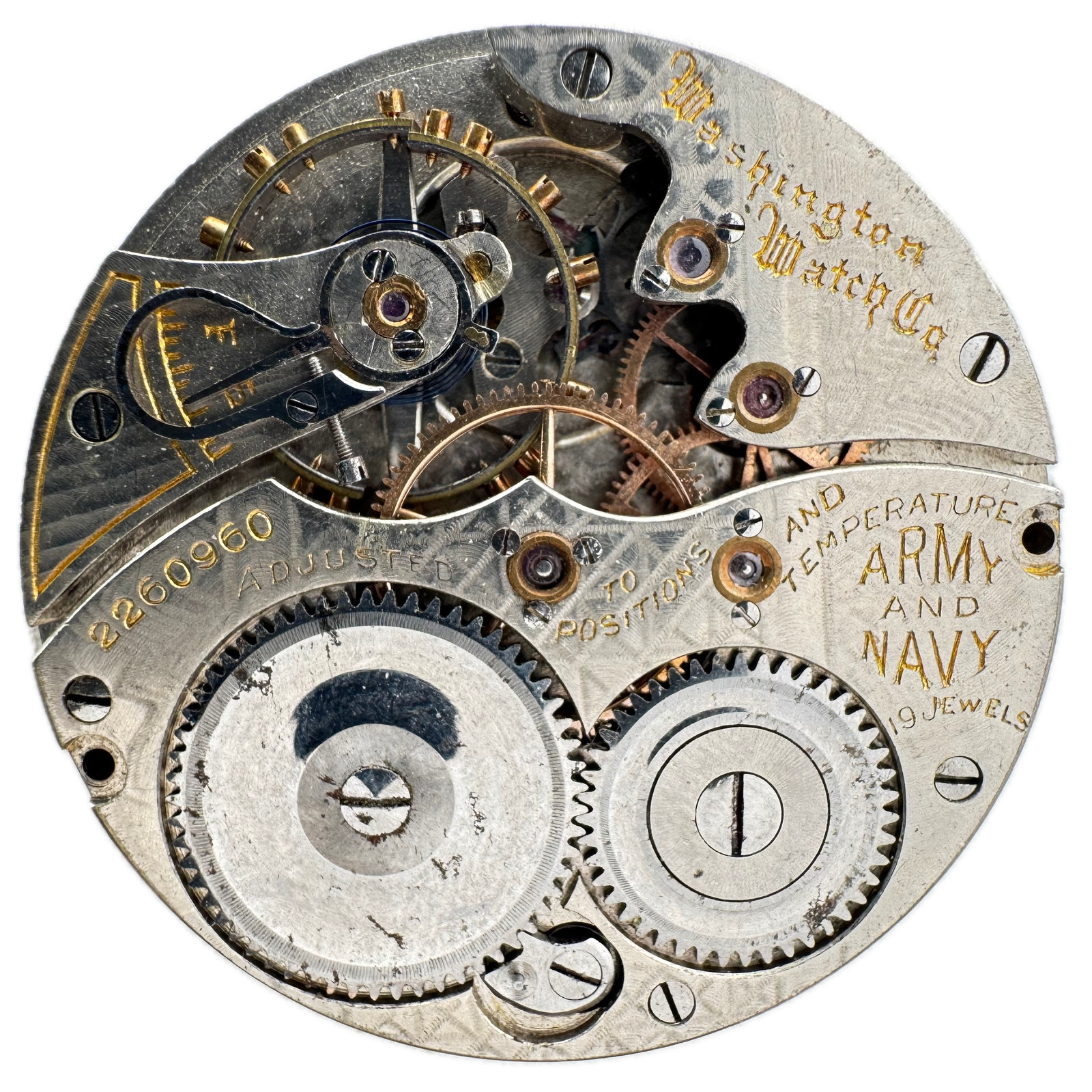 Antique 12s Washington Illinois Army & Navy Hunter Pocket Watch Movement 273 USA